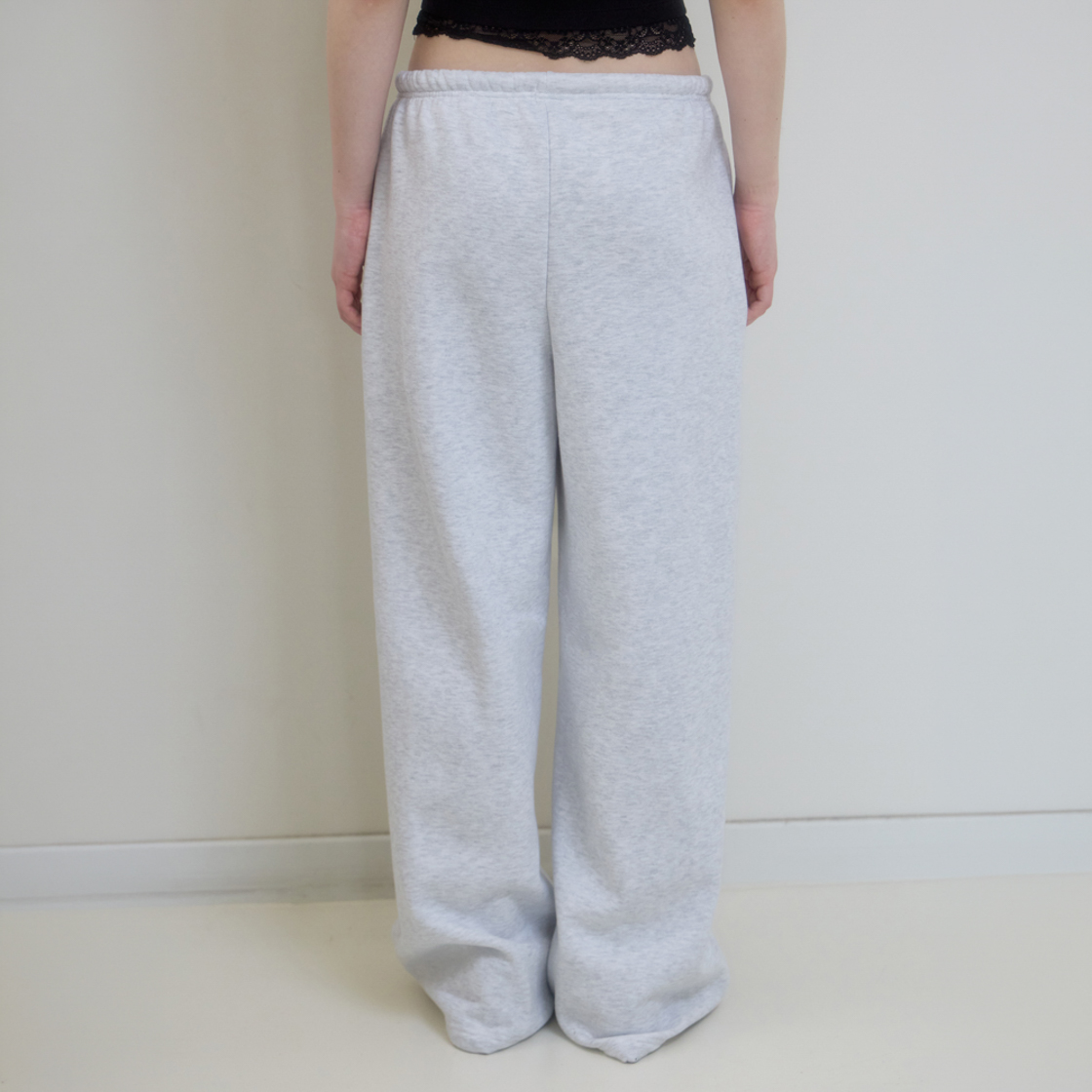 로제프란츠 로즈 자수 와이드 스웨트팬츠 [화이트 멜란지](Rosefrantz Rose Embroidery Wide Sweatpants [White Melange]) - 6