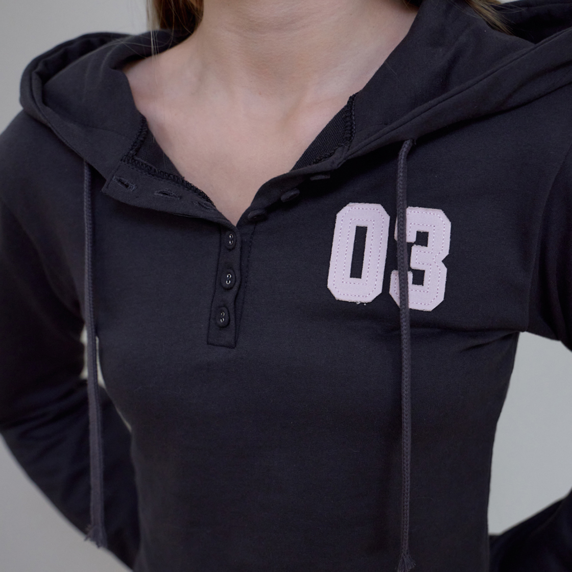 로제프란츠 패치워크 슬림 후드 롱스리브 [차콜](Rosefrantz Patchwork Slim Hood Long Sleeve [Charcoal]) - 3