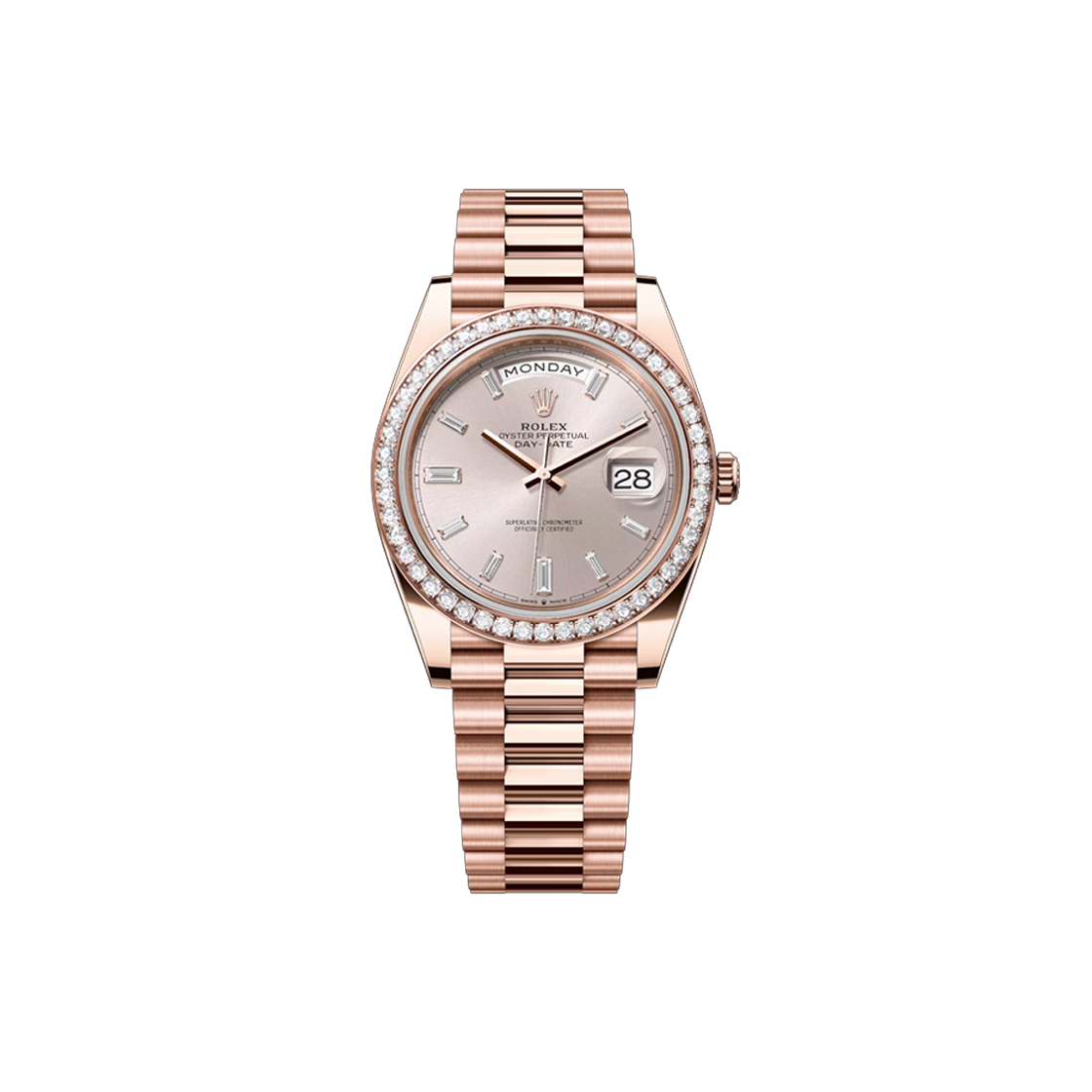 ITMD2E2NTTQK Rolex Day-Date 40-228345RBR Diamond Bezel Baguette Diamonds President Model No. 8282