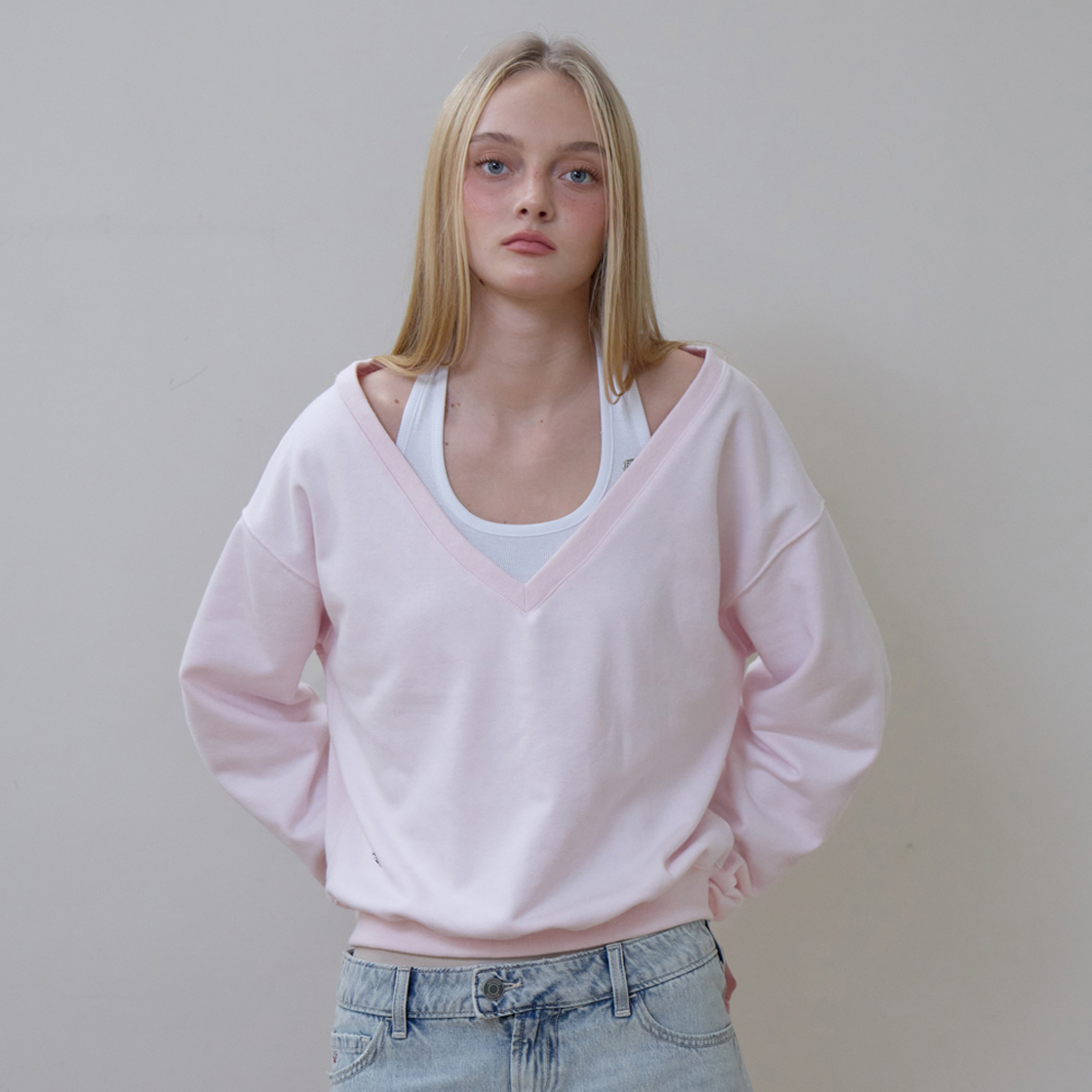 로제프란츠 딥 브이넥 스웨트셔츠 [핑크](Rosefrantz Deep V-neck Sweatshirt [Pink]) - 6