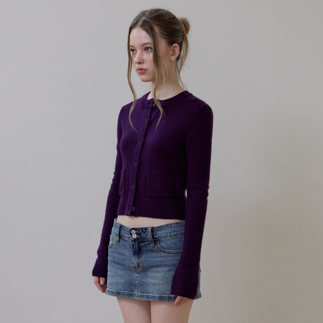 로제프란츠 더블 포켓 울 가디건 [퍼플](Rosefrantz Double Pocket Wool Cardigan [Purple]) - 3
