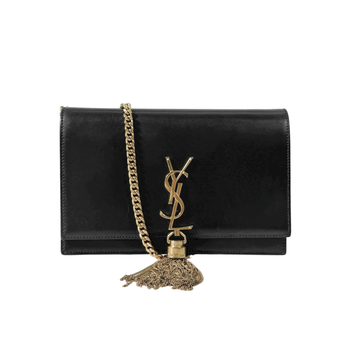 IT8OIHFLPL89 Saint Laurent Monogram Kate Chain Tassel WOC Crossbody Bag Black 452159