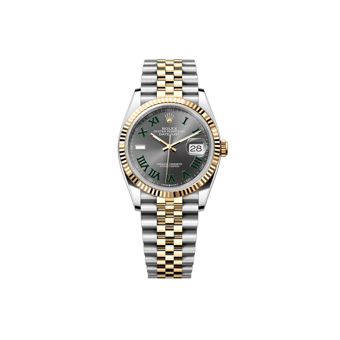 ITU5VPG574PN Rolex Datejust 36 - 126233 Slate Roman + Bar Jubilee NO.8416