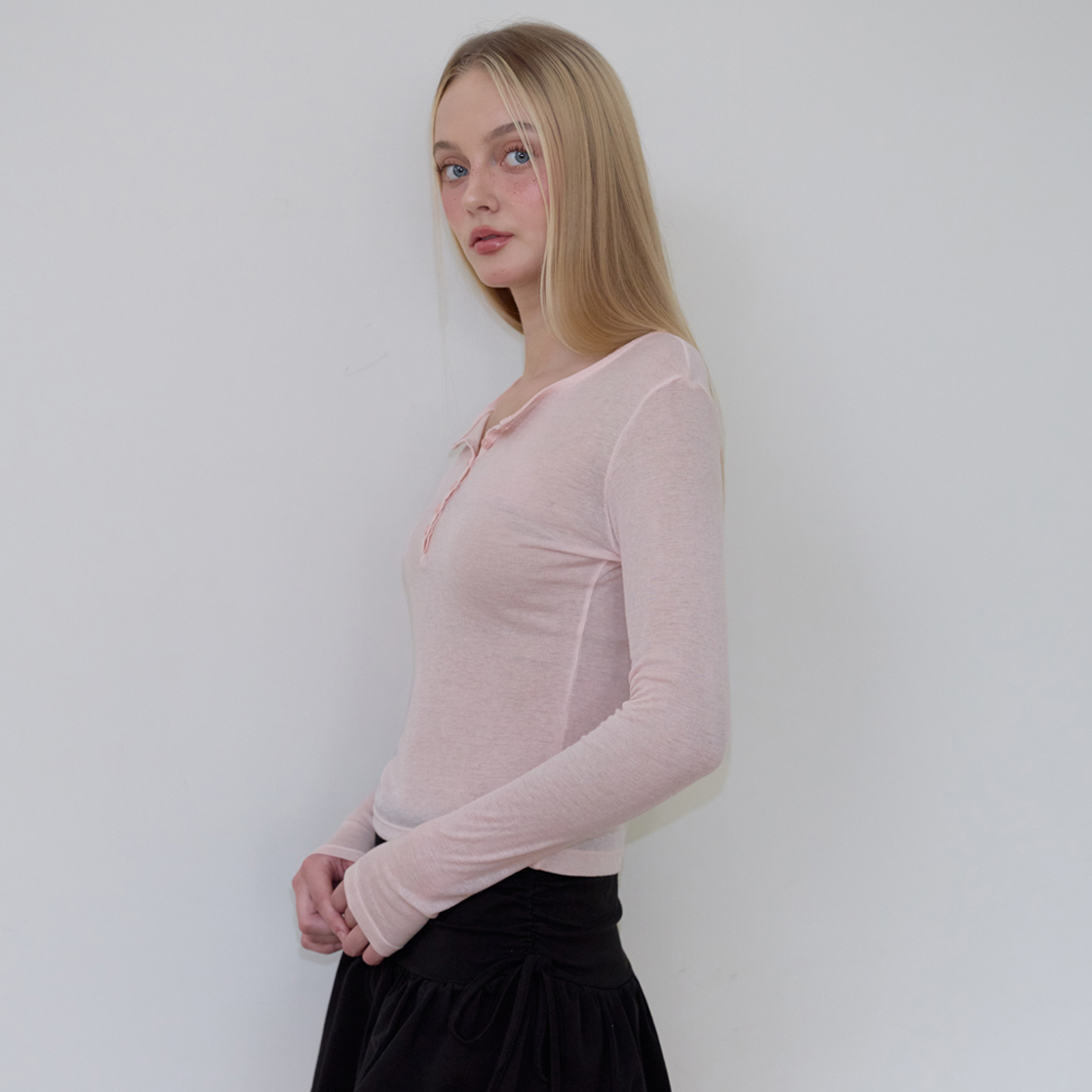 로제프란츠 헨리넥 레이어드 롱스리브 [핑크](Rosefrantz Henley Neck Layered Long Sleeve [Pink]) - 4
