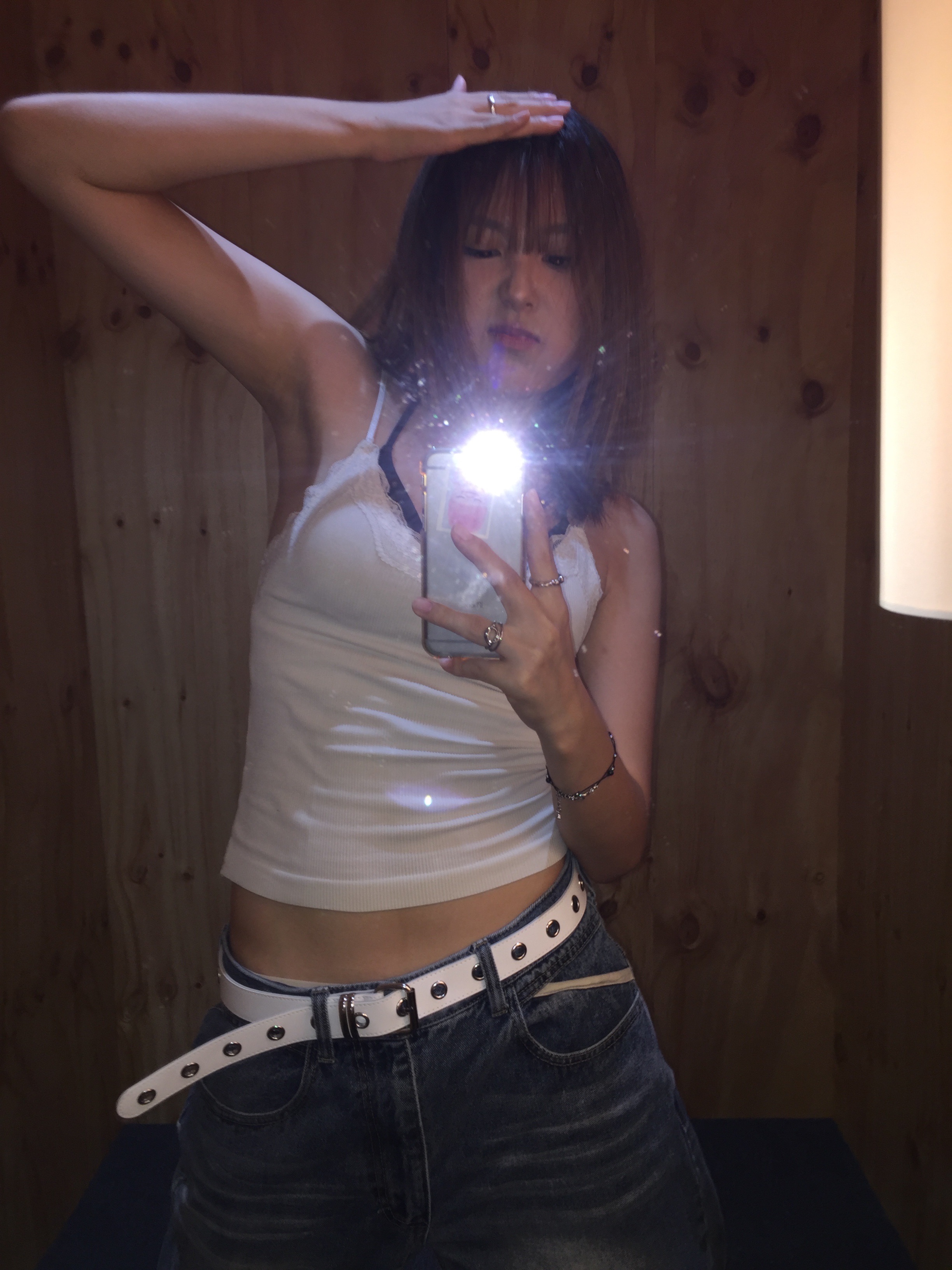ETCE Gear Washed Denim Pants Blue 착용 스타일 - 3