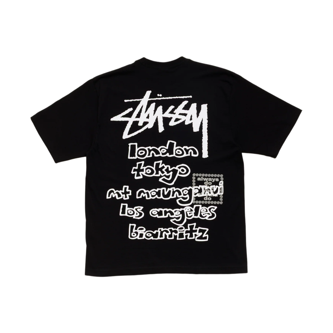 스투시 x 올웨이즈 두 왓 유 슈드 두 월드 투어 티셔츠 블랙(Stussy x Always Do What You Should Do World Tour T-Shirt Black)