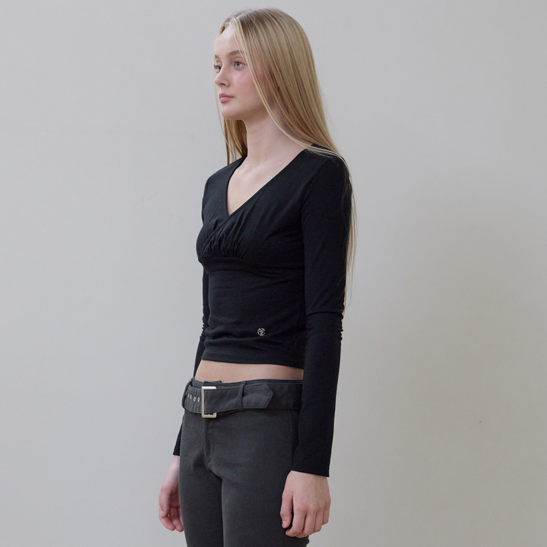 로제프란츠 랩 브이넥 롱스리브 [블랙](Rosefrantz Wrap V-neck Long Sleeve [Black]) - 3