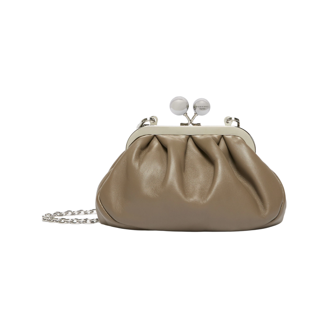 위켄드 막스마라 넴비 엑스트라 스몰 샤이니 쉽스킨 파스티치노백 머드(Weekend Max Mara Nembi Extra Small Pasticcino Bag in Shiny Sheepskin Mud)
