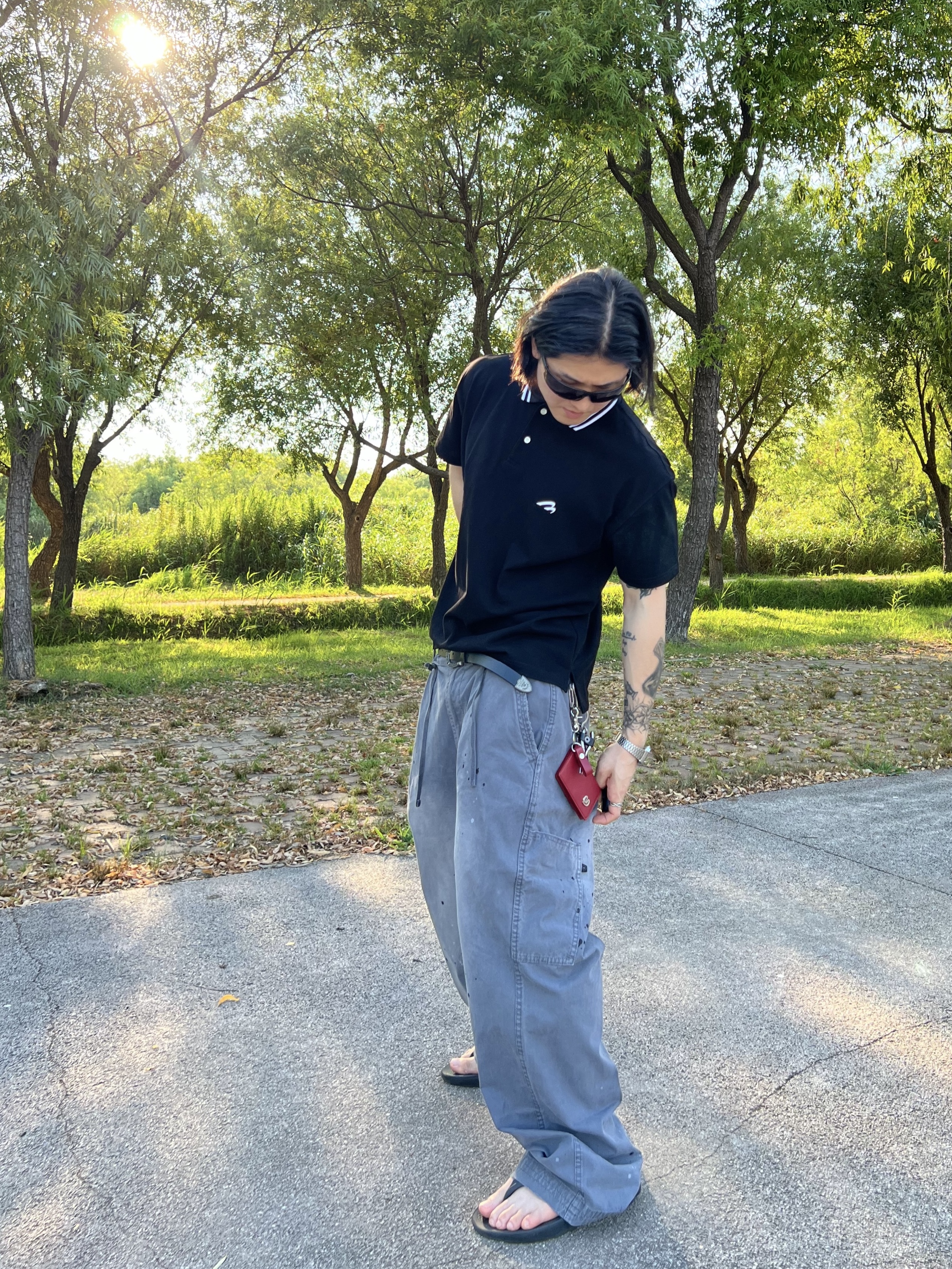 MJD Wave Logo Polo Black, DECATHLON Adult Sports Sunglasses Category 3 ST100 Smoked Black 착용 스타일 - 2