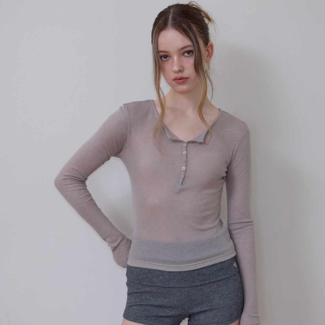 로제프란츠 헨리넥 레이어드 롱스리브 [베이지](Rosefrantz Henley Neck Layered Long Sleeve [Beige]) - 5