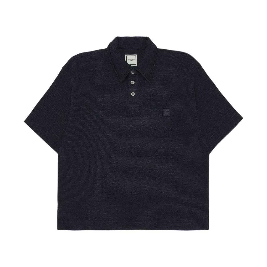 우영미 트위드 폴로 티셔츠 네이비 - 25FW(Wooyoungmi Tweed Polo T-Shirt Navy - 25FW) - 1