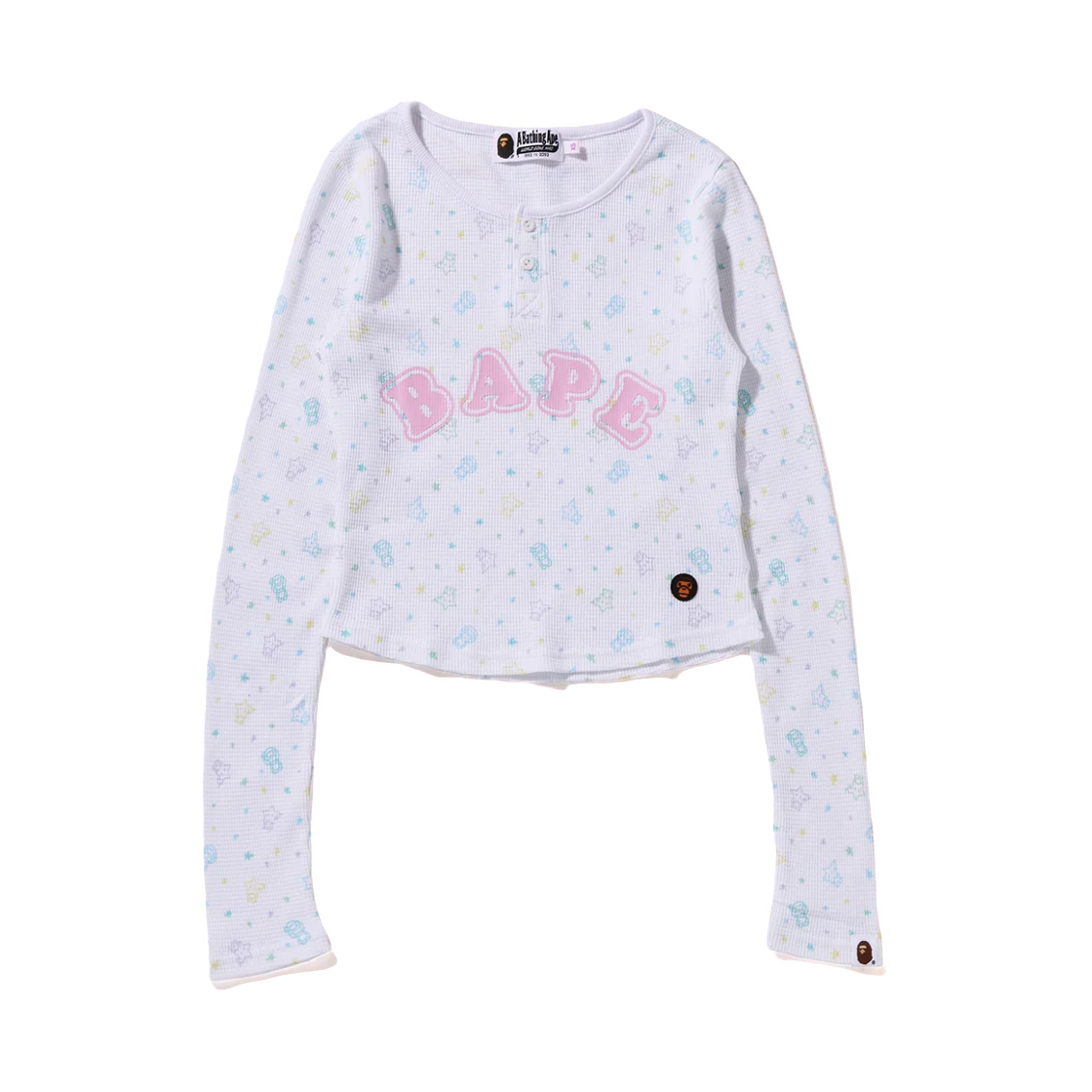 - (W) BAPE Lisa Milo Sta Pattern Waffle Slim Fit L/S T-Shirt Multi