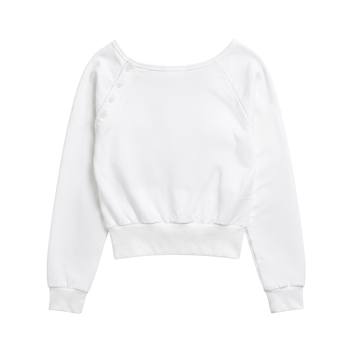 RS26FSW101IVR Rosefrantz Off-Shoulder Button Sweatshirt [Ivory]