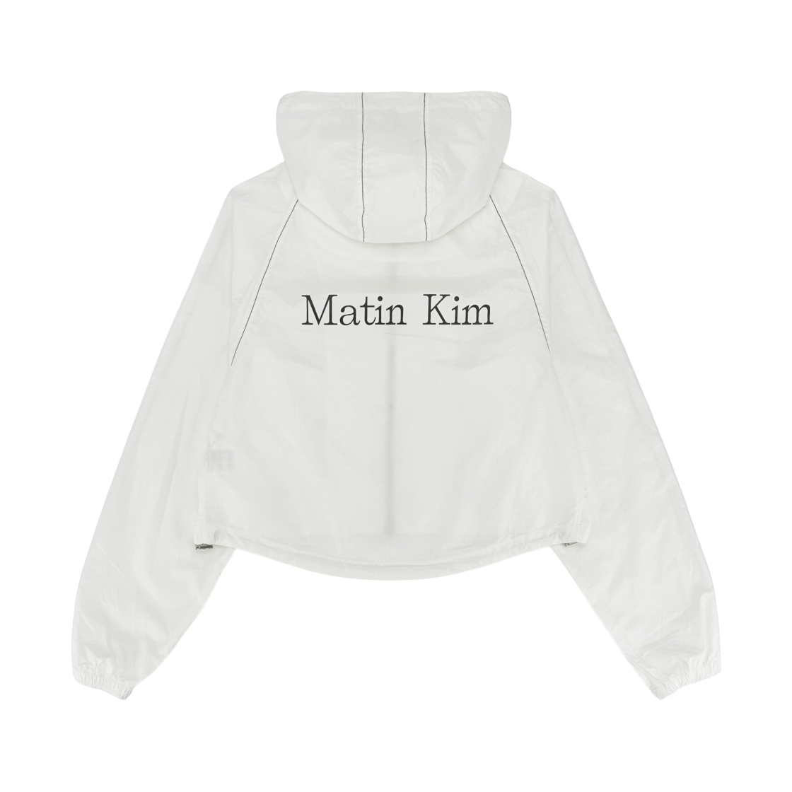 (W) 마뗑킴 마틴 크롭 후디 코팅 점퍼 화이트((W) Matin Kim Matin Crop Hoody Coating Jumper In White) - 2