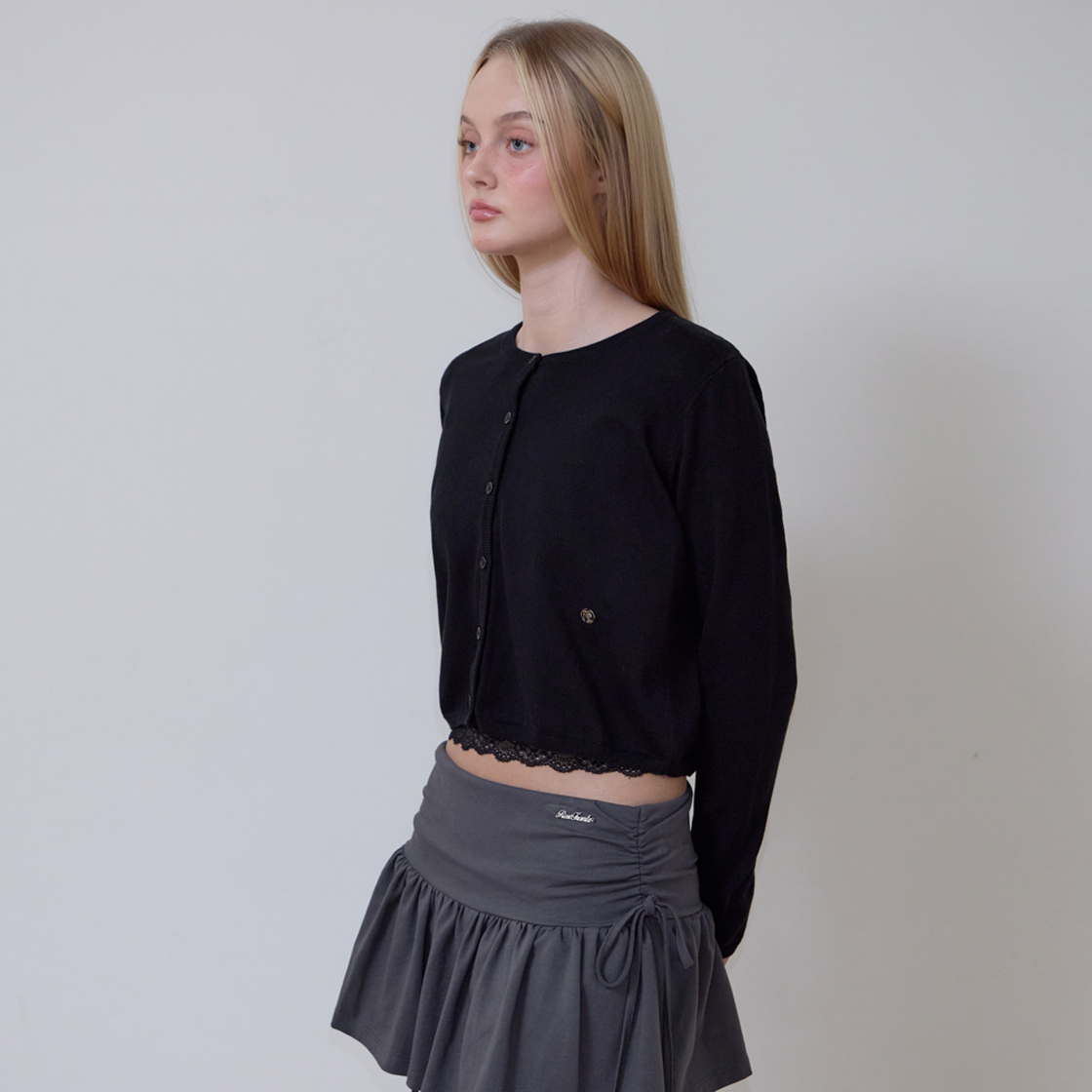 로제프란츠 베이직 라운드 가디건 [블랙](Rosefrantz Basic Round Cardigan [Black]) - 4