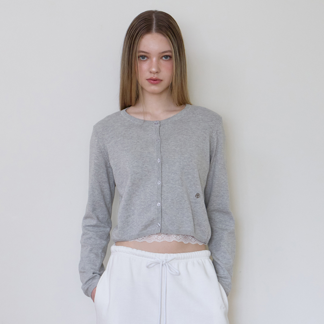 로제프란츠 베이직 라운드 가디건 [그레이](Rosefrantz Basic Round Cardigan [Gray]) - 2