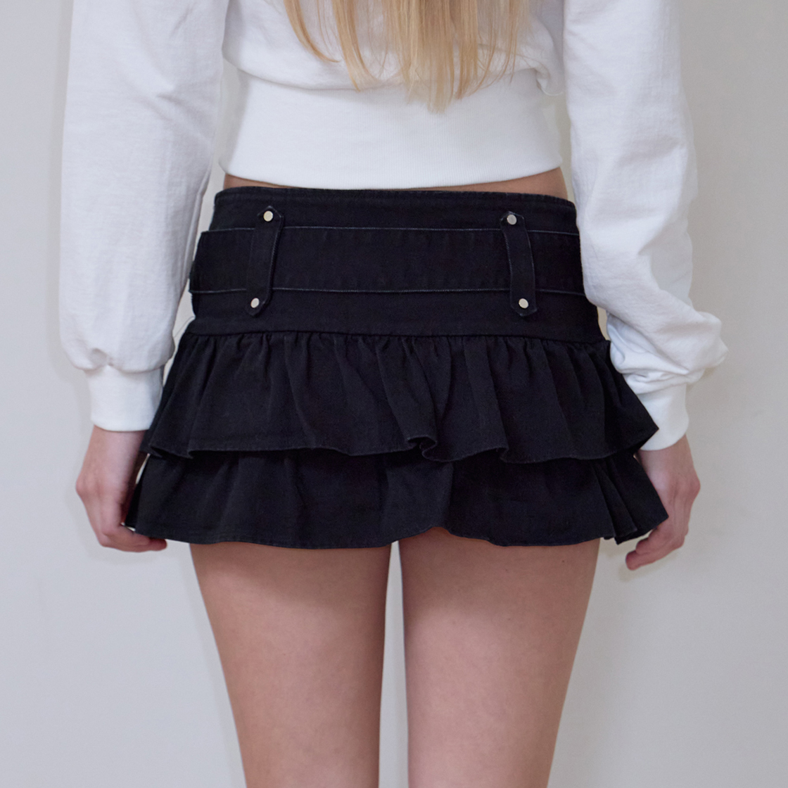 로제프란츠 캉캉 벨티드 미니 스커트 [블랙](Rosefrantz Cancan Belted Mini Skirt [Black]) - 5