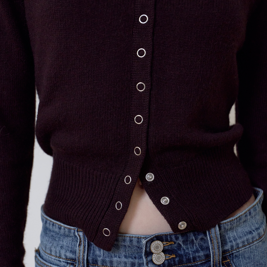 로제프란츠 하이넥 아일렛 가디건 [브라운](Rosefrantz High Neck Eyelet Cardigan [Brown]) - 3