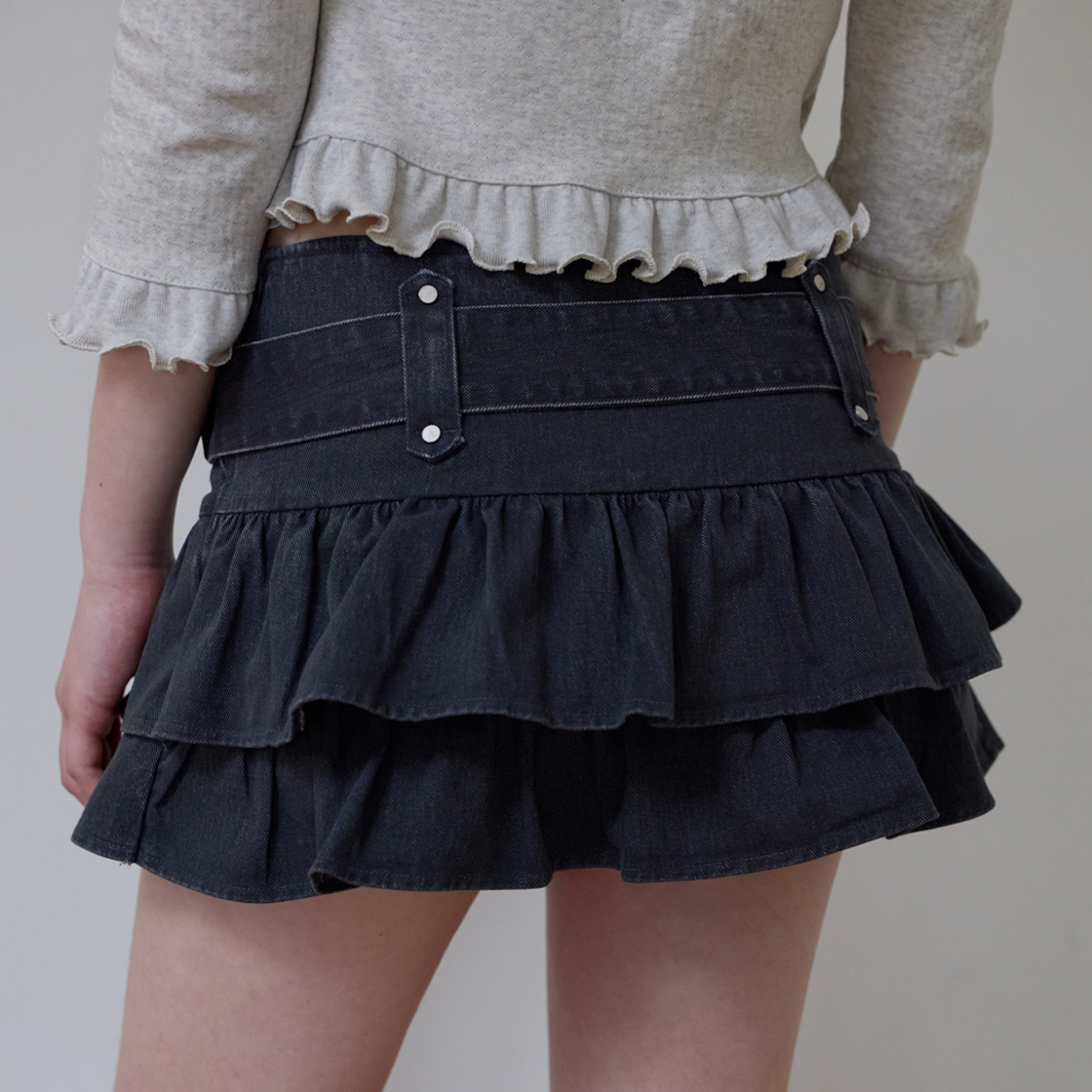 로제프란츠 캉캉 벨티드 미니 스커트 [차콜](Rosefrantz Cancan Belted Mini Skirt [Charcoal]) - 6