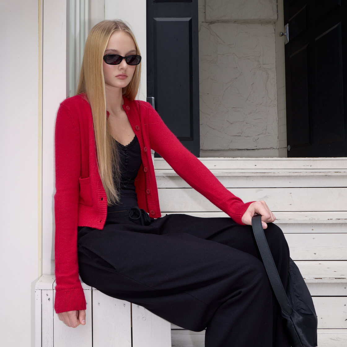 로제프란츠 더블 포켓 가디건 [로즈 레드](Rosefrantz Double Pocket Cardigan [Rose Red]) - 6