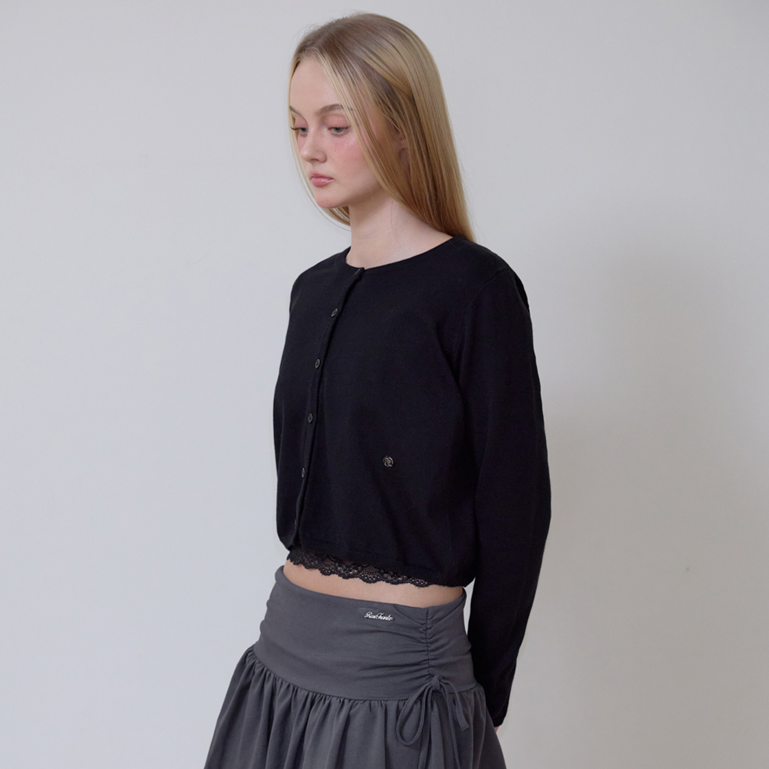 로제프란츠 베이직 라운드 가디건 [블랙](Rosefrantz Basic Round Cardigan [Black]) - 3