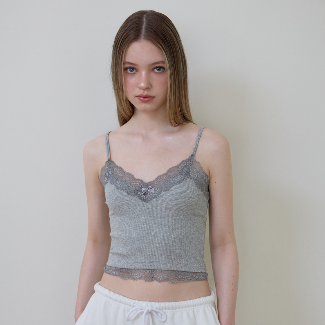 로제프란츠 레이스 트림 슬리브리스 [그레이](Rosefrantz Lace Trim Sleeveless [Gray]) - 3
