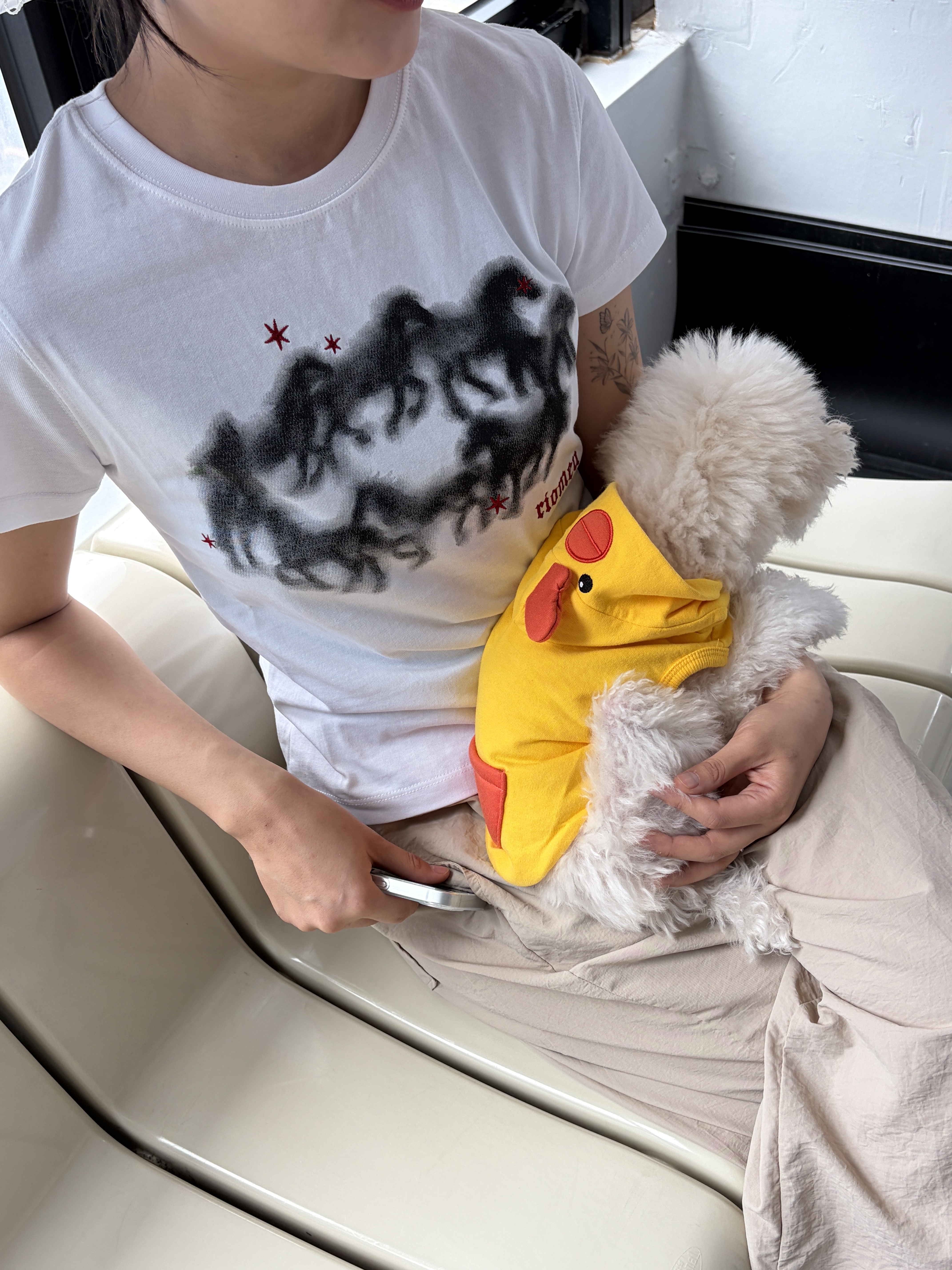 Riomeu Oval Horse Short Sleeve T-shirt_White 착용 스타일 - 2