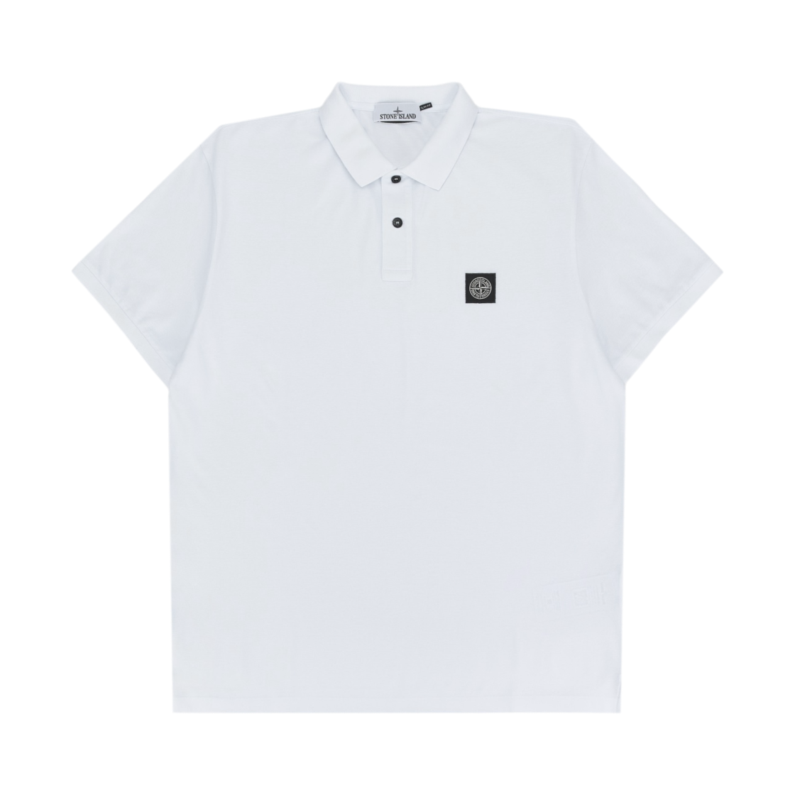 K1S1522002-SCS0017-V1001 Stone Island 22002SC Organic Cotton Elastane Pique Slim-Fit Polo Shirt with Compass Patch White - 25SS