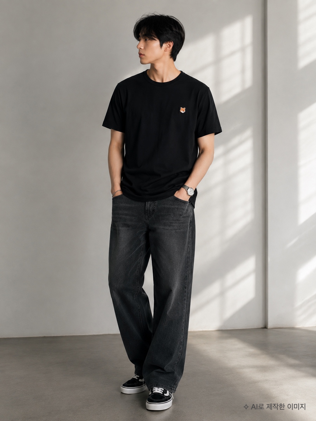 [25% 쿠폰] Maison Kitsune Fox Head Regular T-Shirt Black, Maison Kitsune Fox Head Regular T-Shirt Black 착용 스타일