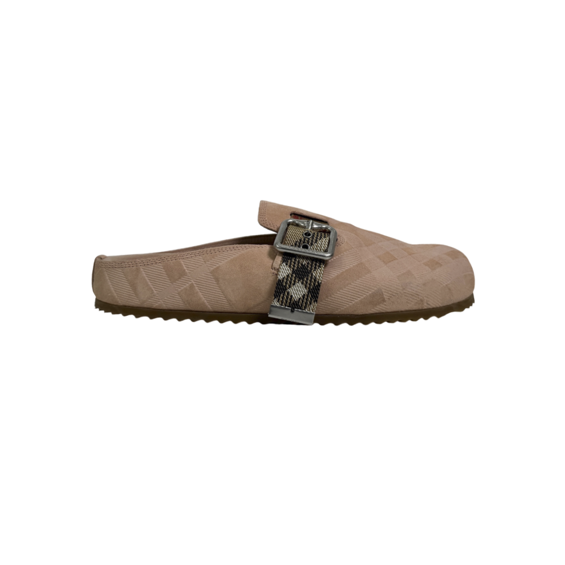 ITSB2Q38PAN6 Burberry Women Checked Suede Arch Clogs Flora Pink