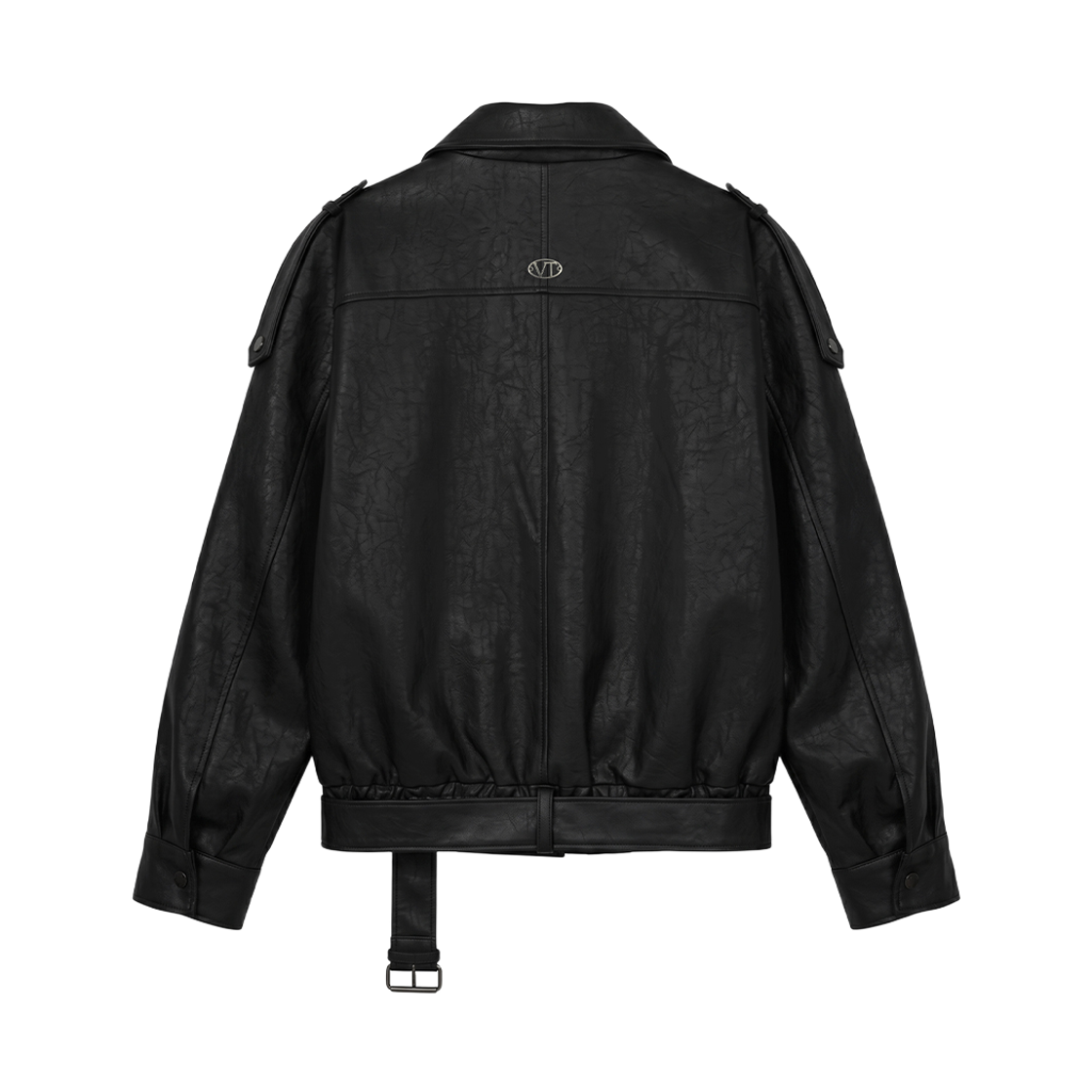 분트 벨트 하이넥 레더 자켓 블랙(VOONT Belt High-Neck Leather Jacket (BLACK)) - 2