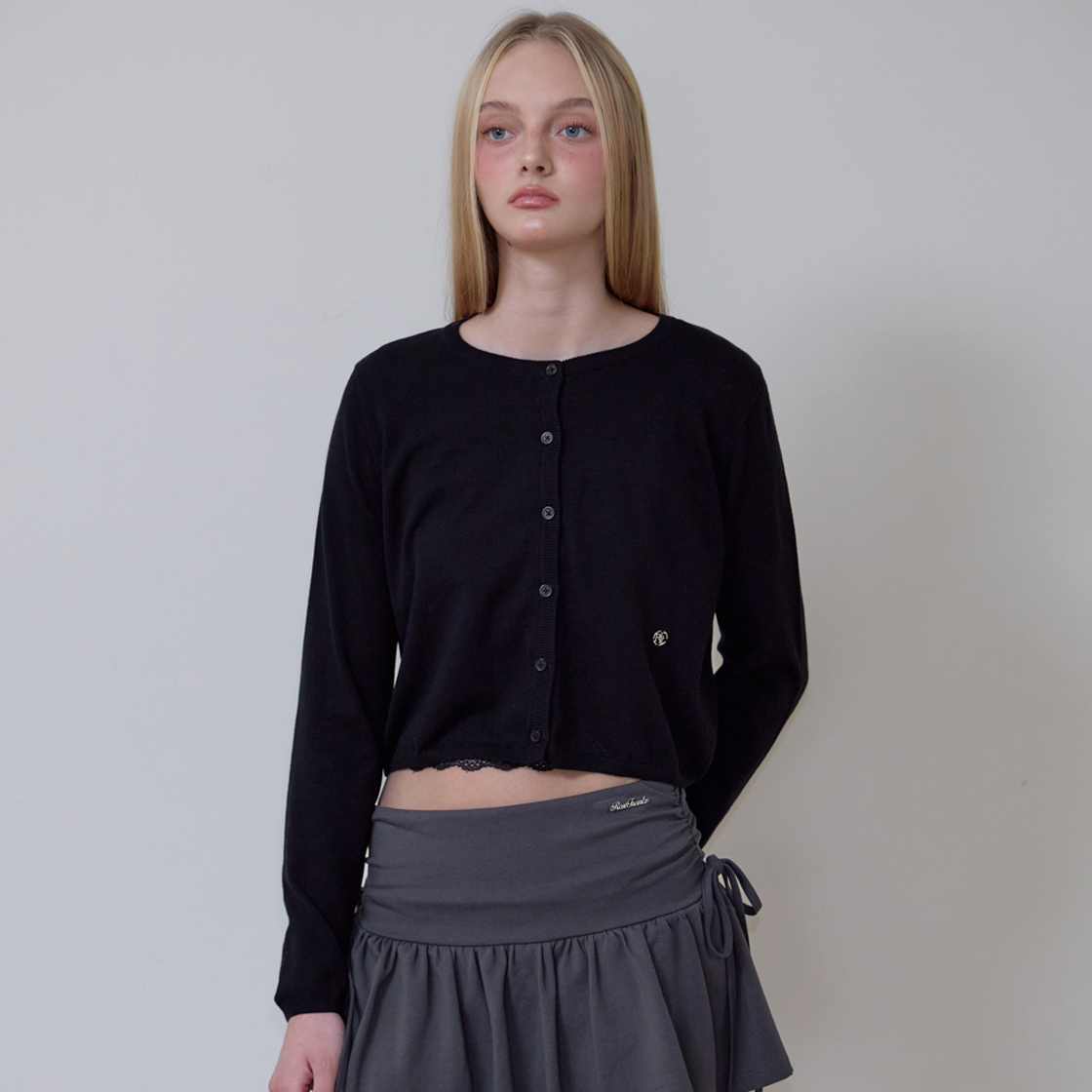 로제프란츠 베이직 라운드 가디건 [블랙](Rosefrantz Basic Round Cardigan [Black]) - 5
