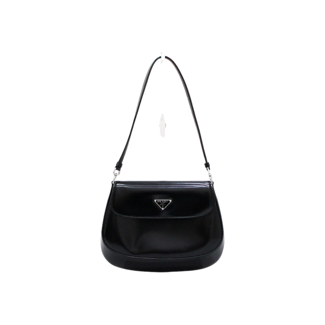 ITCJLC3OQVND Prada Black Cleo Brushed Leather Flap Shoulder Bag