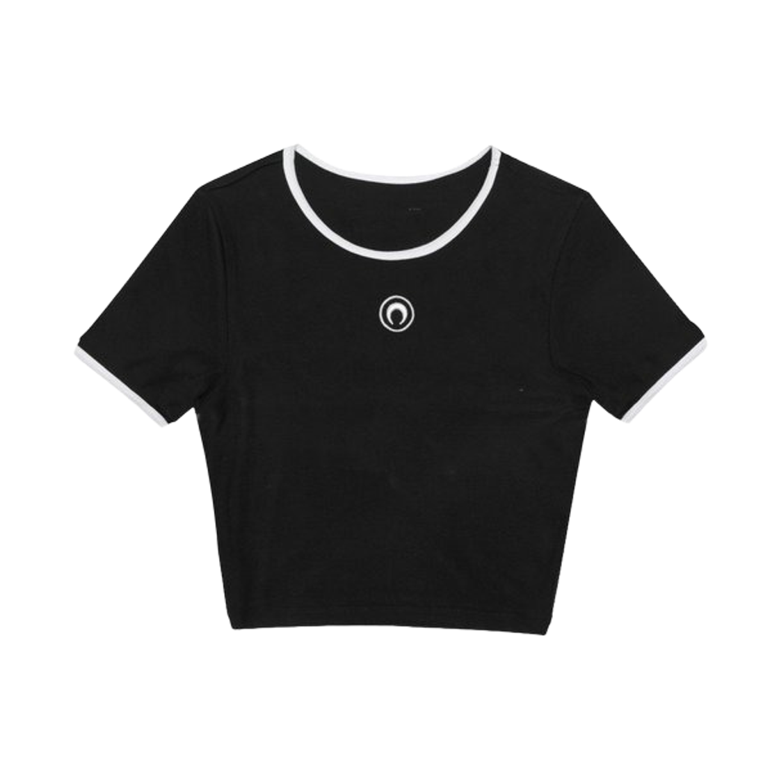 (W) 마린 세르 문 로고 저지 크롭 탑 블랙((W) Marine Serre Moon Logo Jersey Cropped Top Black)