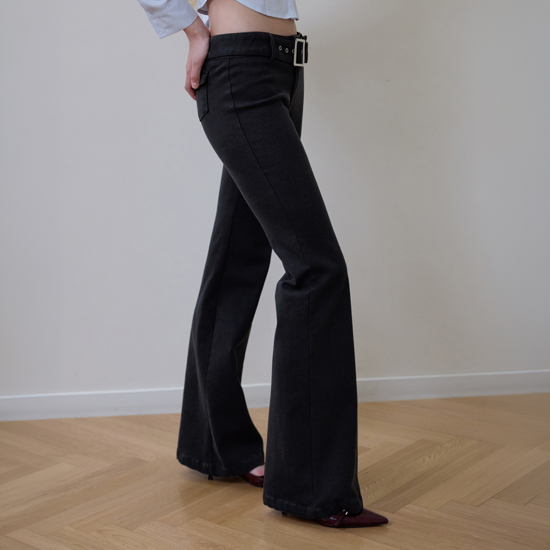 로제프란츠 벨티드 부츠컷 팬츠 [블랙](Rosefrantz Belted Boots Cut Pants [Black]) - 6