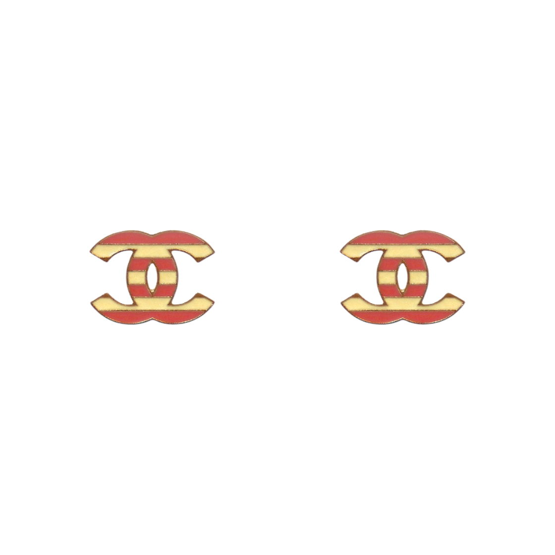 IT5A6A655U3J Chanel Pink Stripe CC Earrings C-B61488