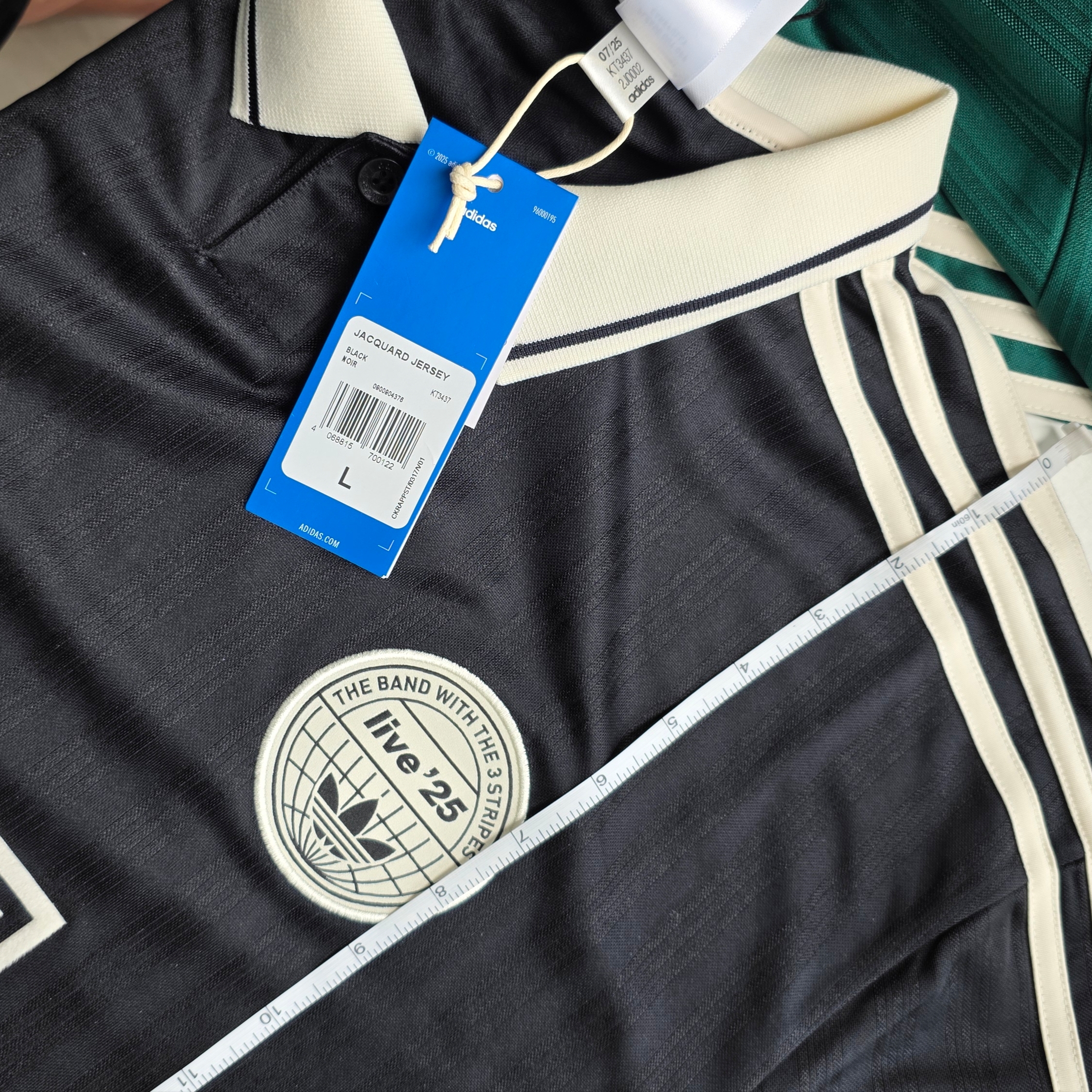 Adidas x Oasis Tour Jacquard Jersey Black - US Sizing 착용 스타일 - 2