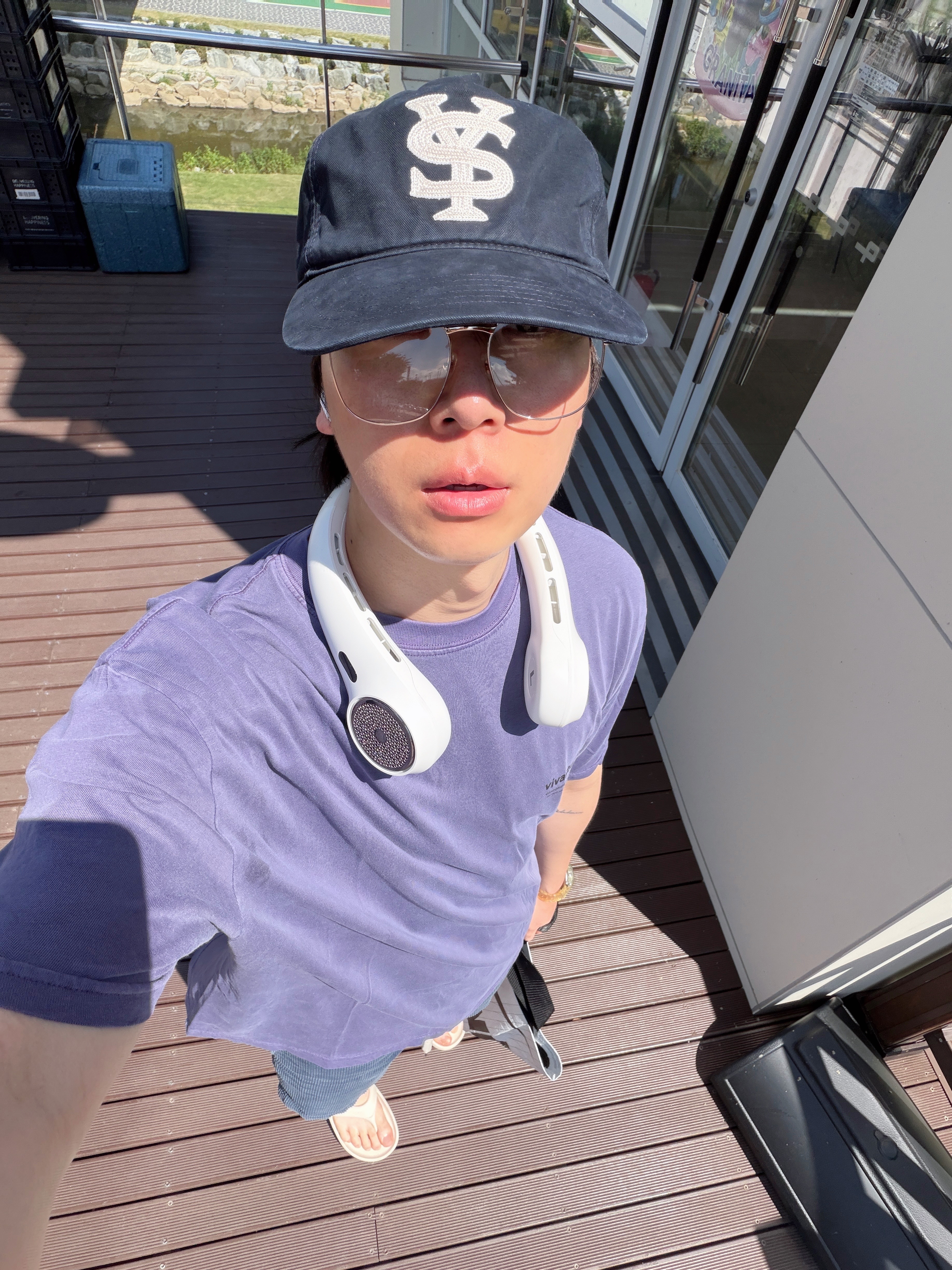 [예약 배송] Sunday Ceremony Sy Logo 5 Panel Cotton Cap - Navy 착용 스타일 - 1