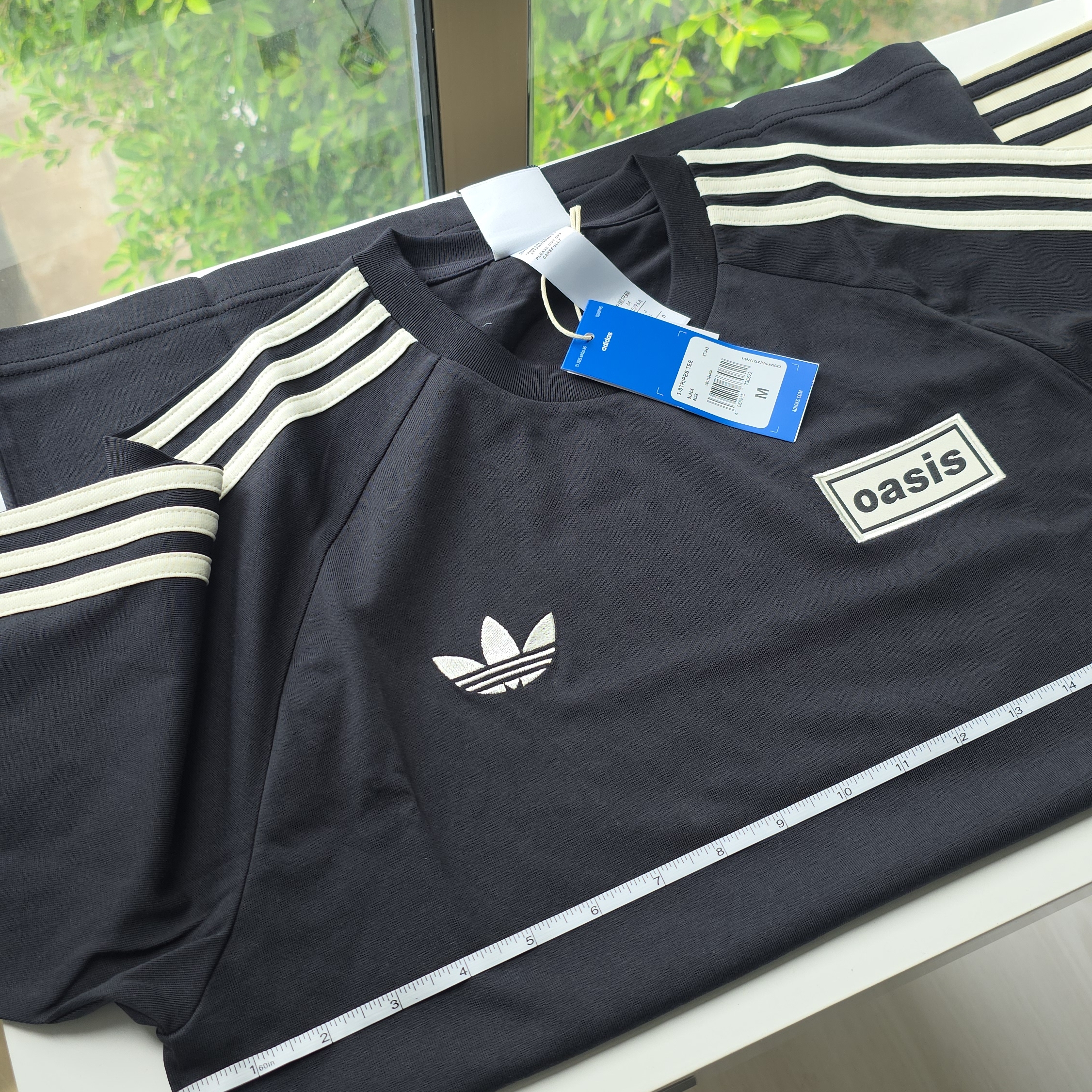 Adidas x Oasis Tour 3-Stripes T-Shirt Clear Sky Black - KR Sizing 착용 스타일 - 6
