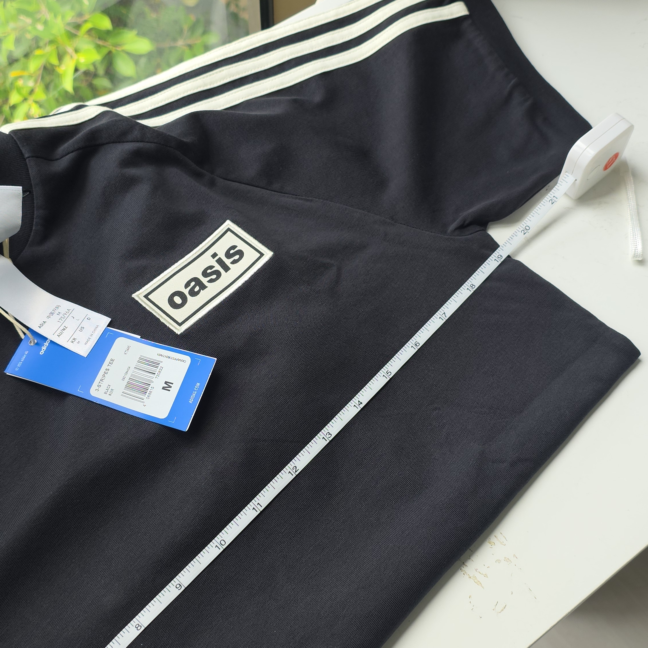 Adidas x Oasis Tour 3-Stripes T-Shirt Clear Sky Black - KR Sizing 착용 스타일 - 1