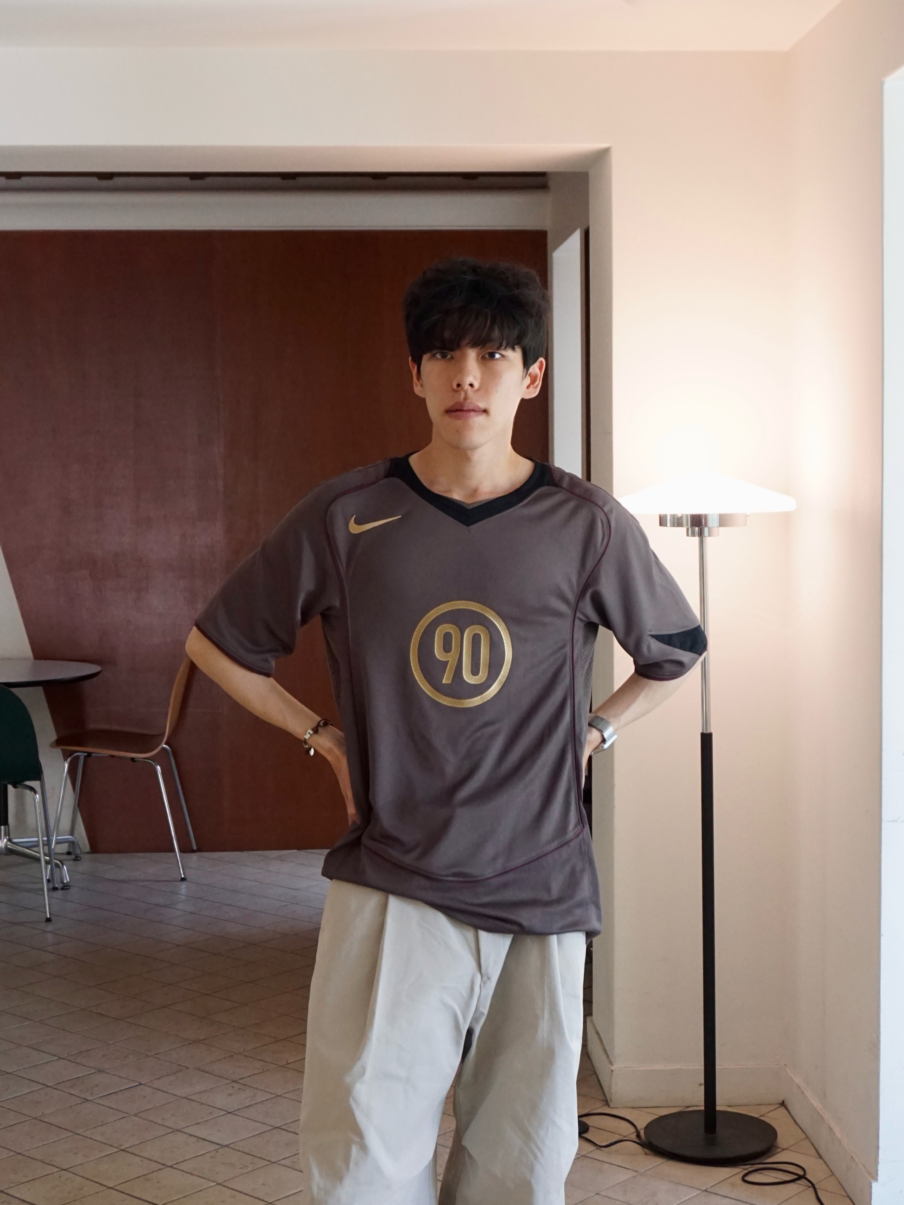 Nike Total 90 Dri-Fit Short Sleeve Football Top Ironstone Black - Asia 착용 스타일 - 3