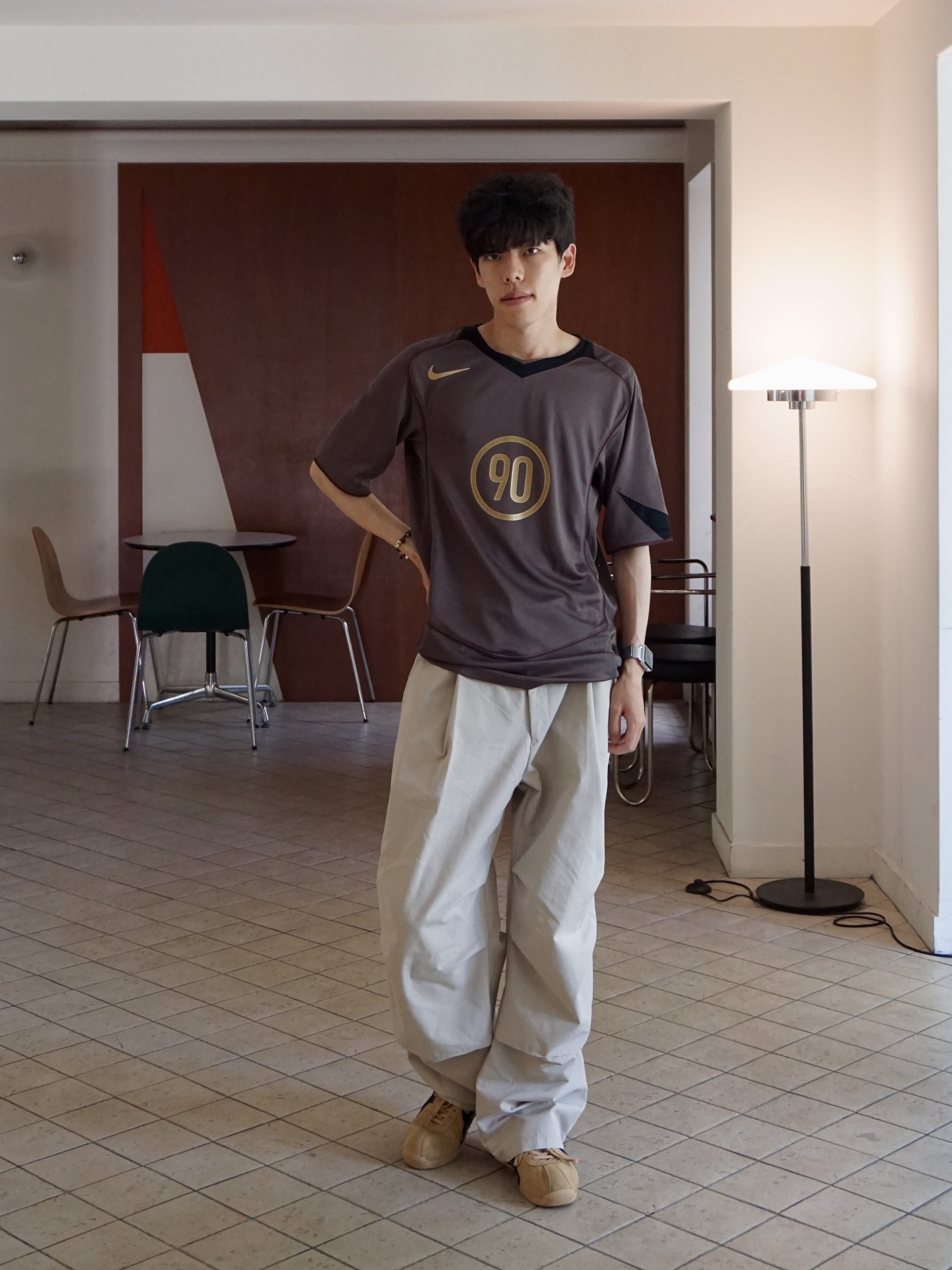 Nike Total 90 Dri-Fit Short Sleeve Football Top Ironstone Black - Asia 착용 스타일 - 1