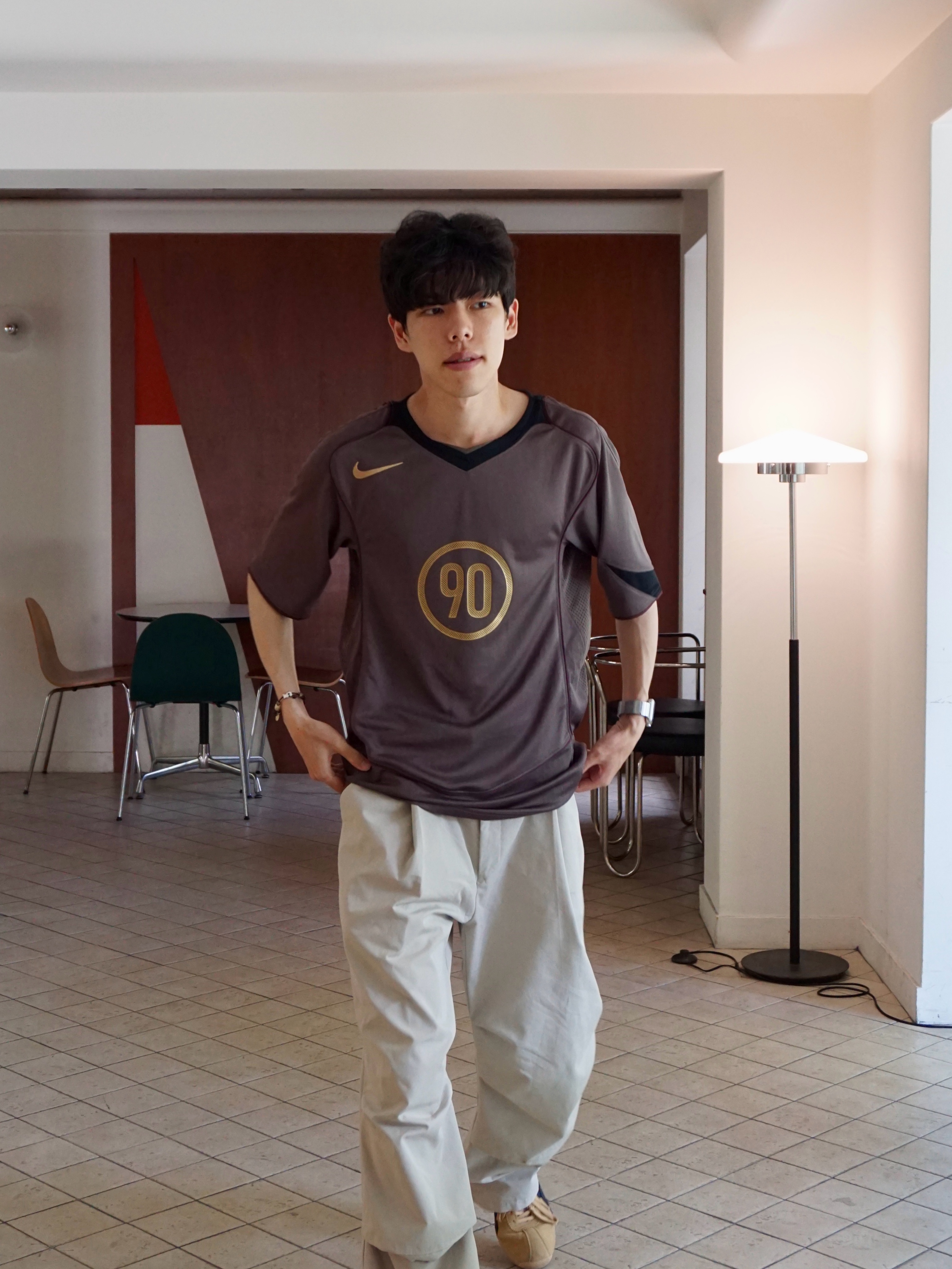 Nike Total 90 Dri-Fit Short Sleeve Football Top Ironstone Black - Asia 착용 스타일 - 2