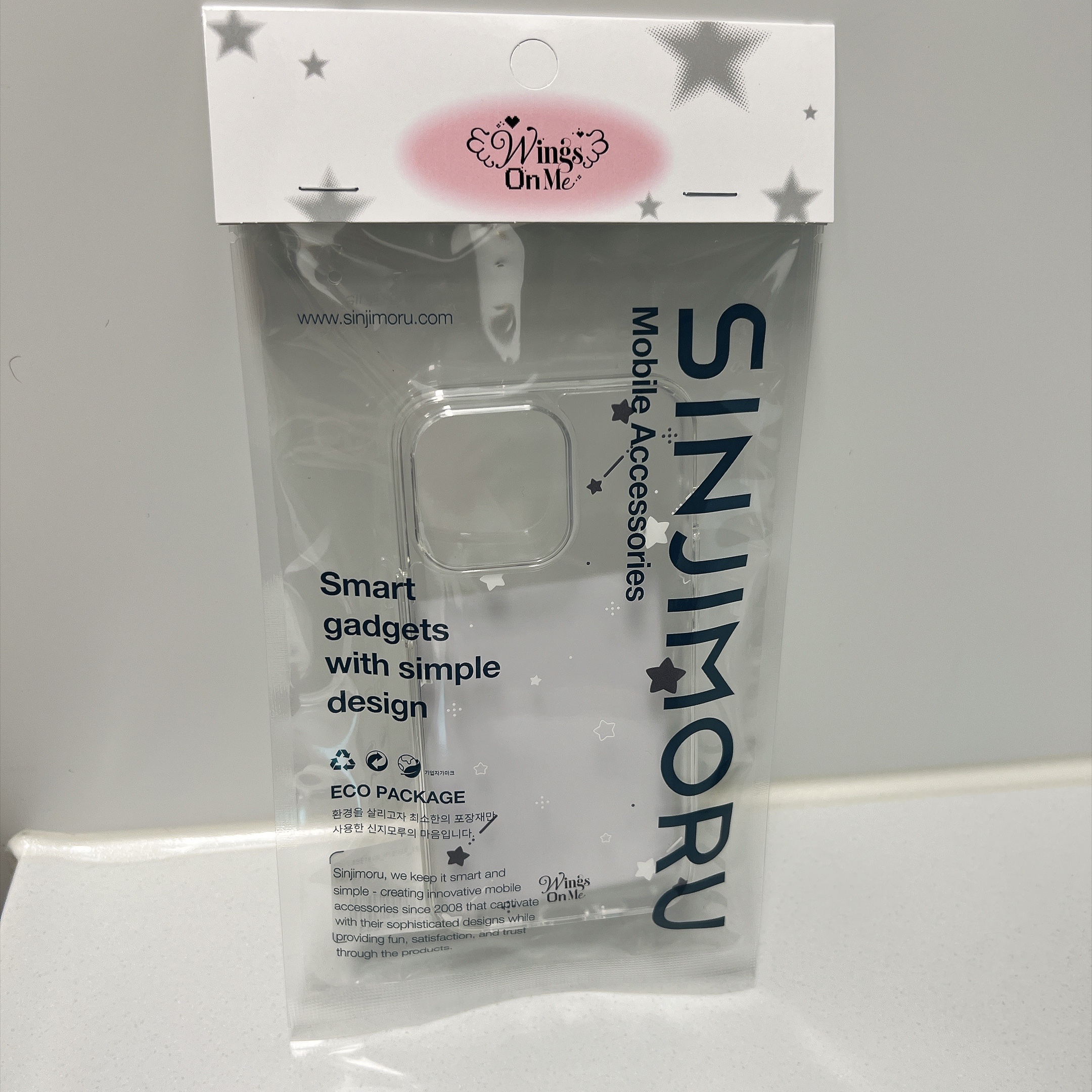 Sinjimoru x Modimood Y2K Dual Protection Airclo Transparent iPhone Aesthetic Star Wing Case Midnight Star 착용 스타일 - 3