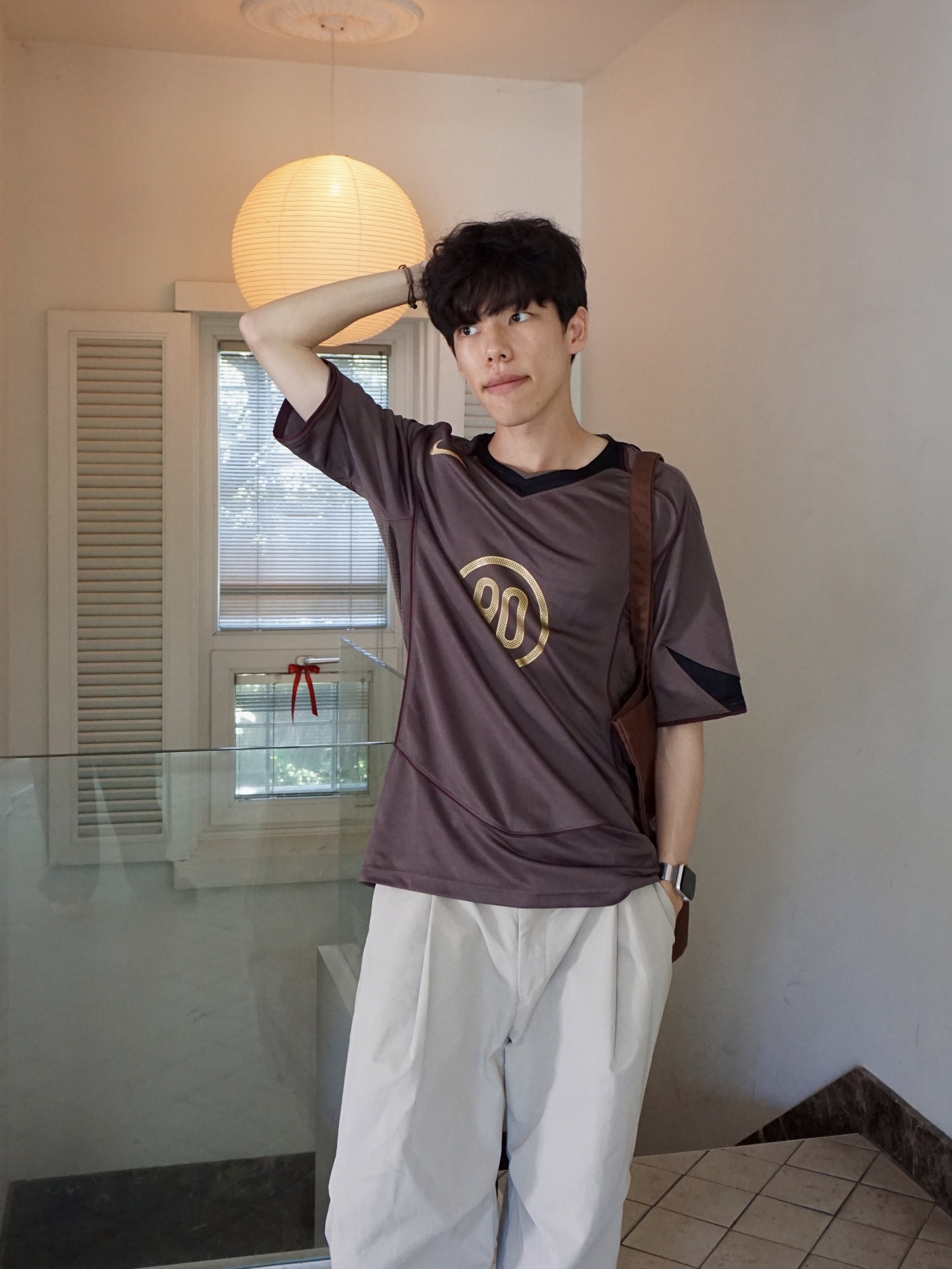 Nike Total 90 Dri-Fit Short Sleeve Football Top Ironstone Black - Asia 착용 스타일 - 5
