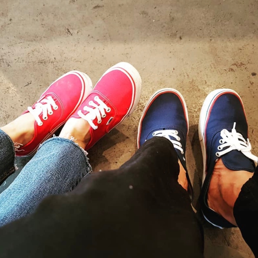 Vans Authentic Red, Vans Authentic Navy 착용 스타일