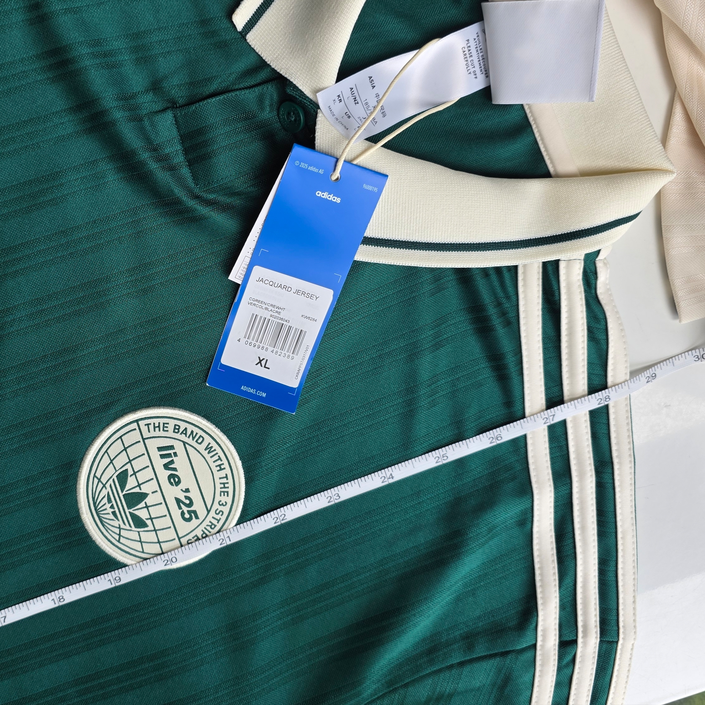 Adidas x Oasis Tour Jacquard Jersey Collegiate Green Cream White - KR Sizing 착용 스타일 - 3