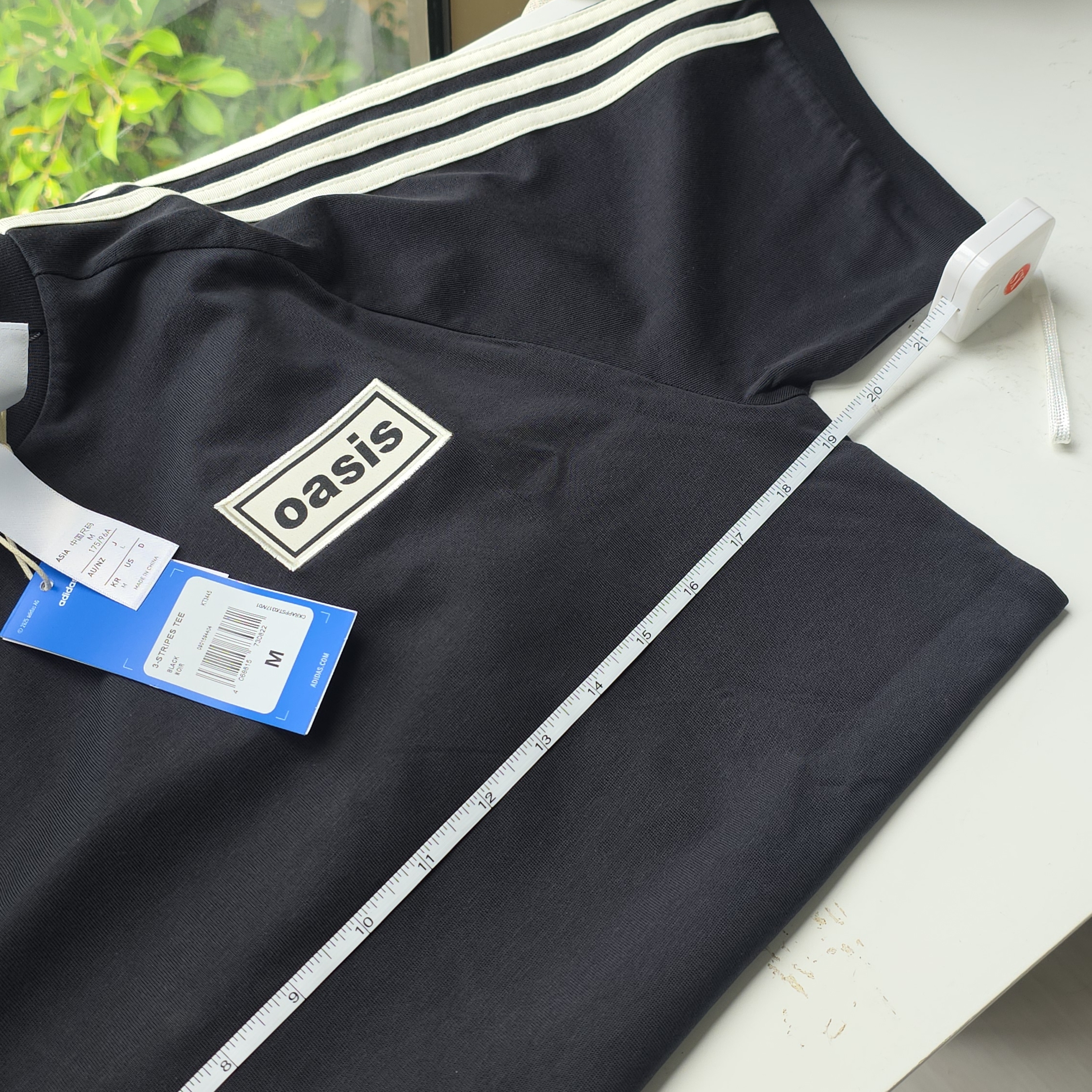 Adidas x Oasis Tour 3-Stripes T-Shirt Night Indigo Cream White - KR Sizing 착용 스타일 - 2