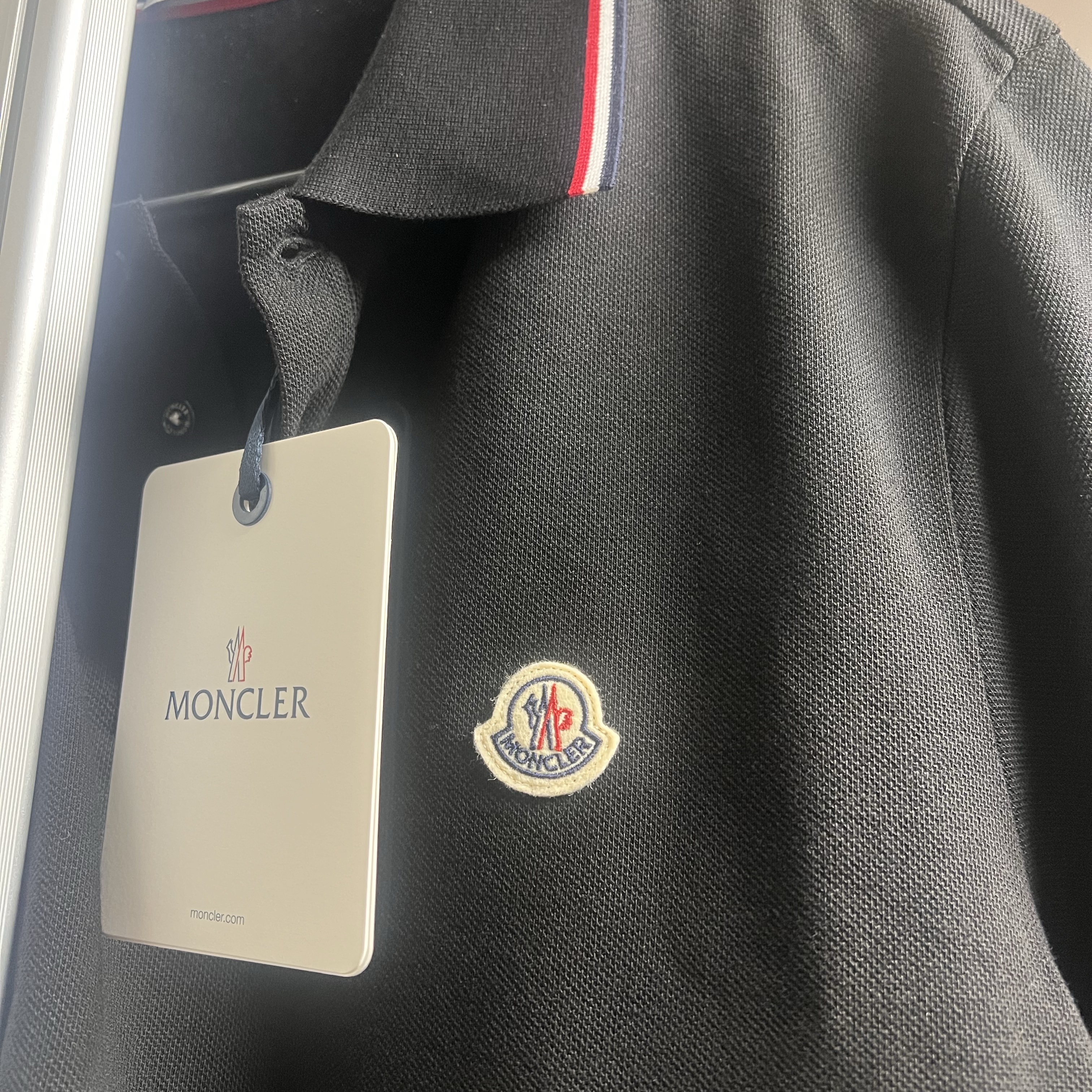 Moncler Tricolour Trimmed Cotton Piquet Polo Shirt Black - 26SS 착용 스타일