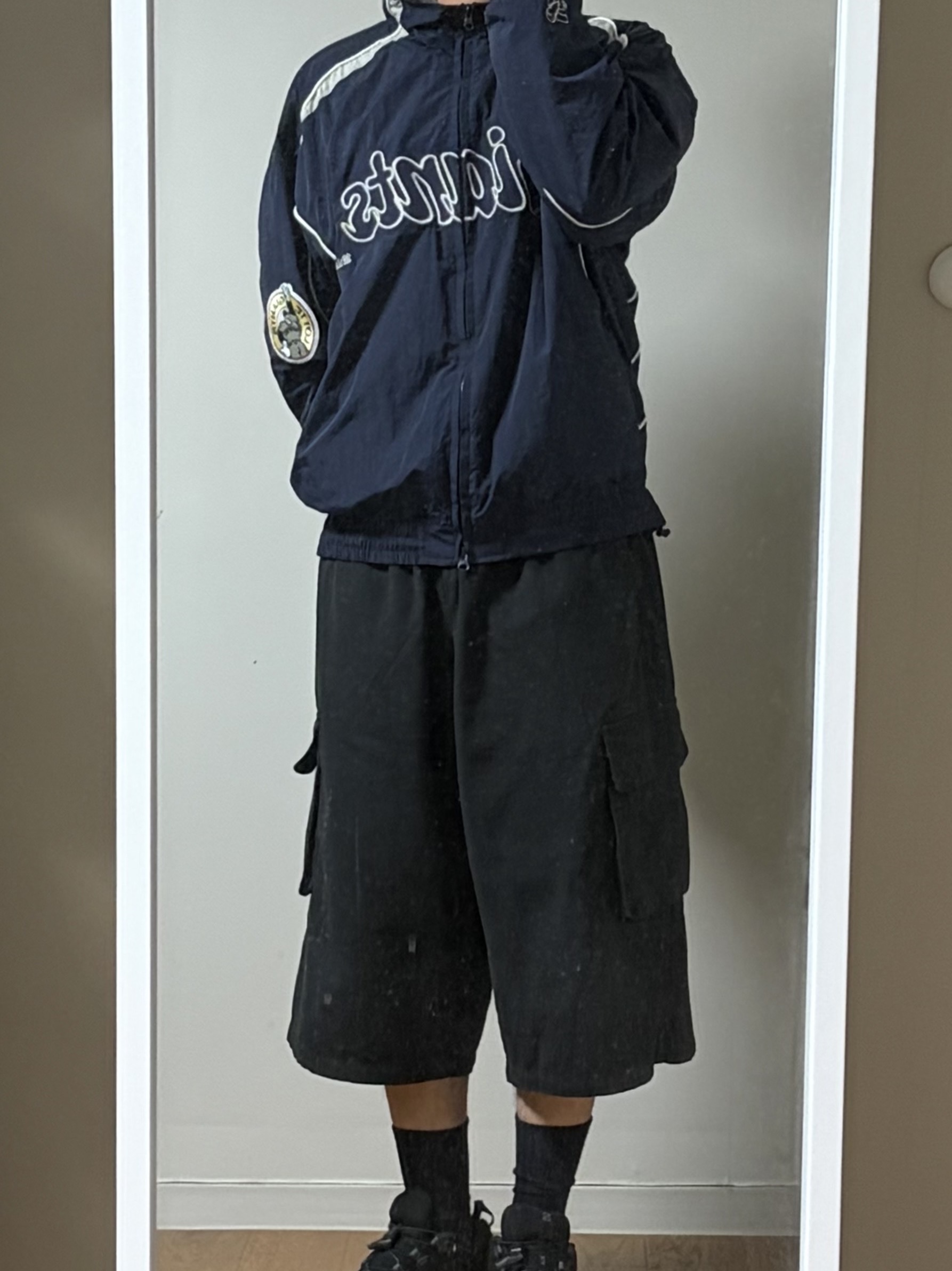 Polyteru x Lotte Giants Dugout Retro Jumper Navy 착용 스타일